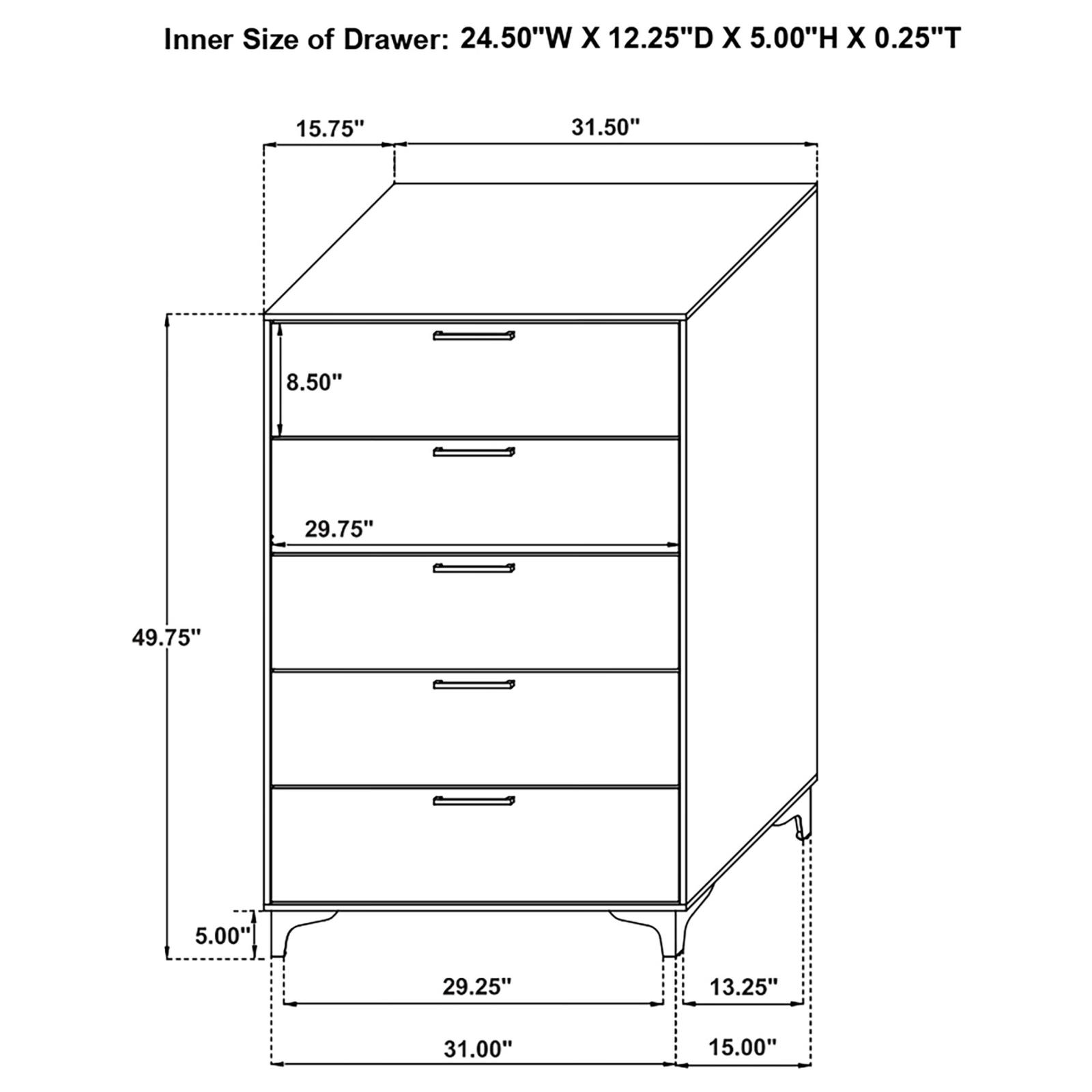 Kendall 5-drawer Bedroom Chest - Image 7