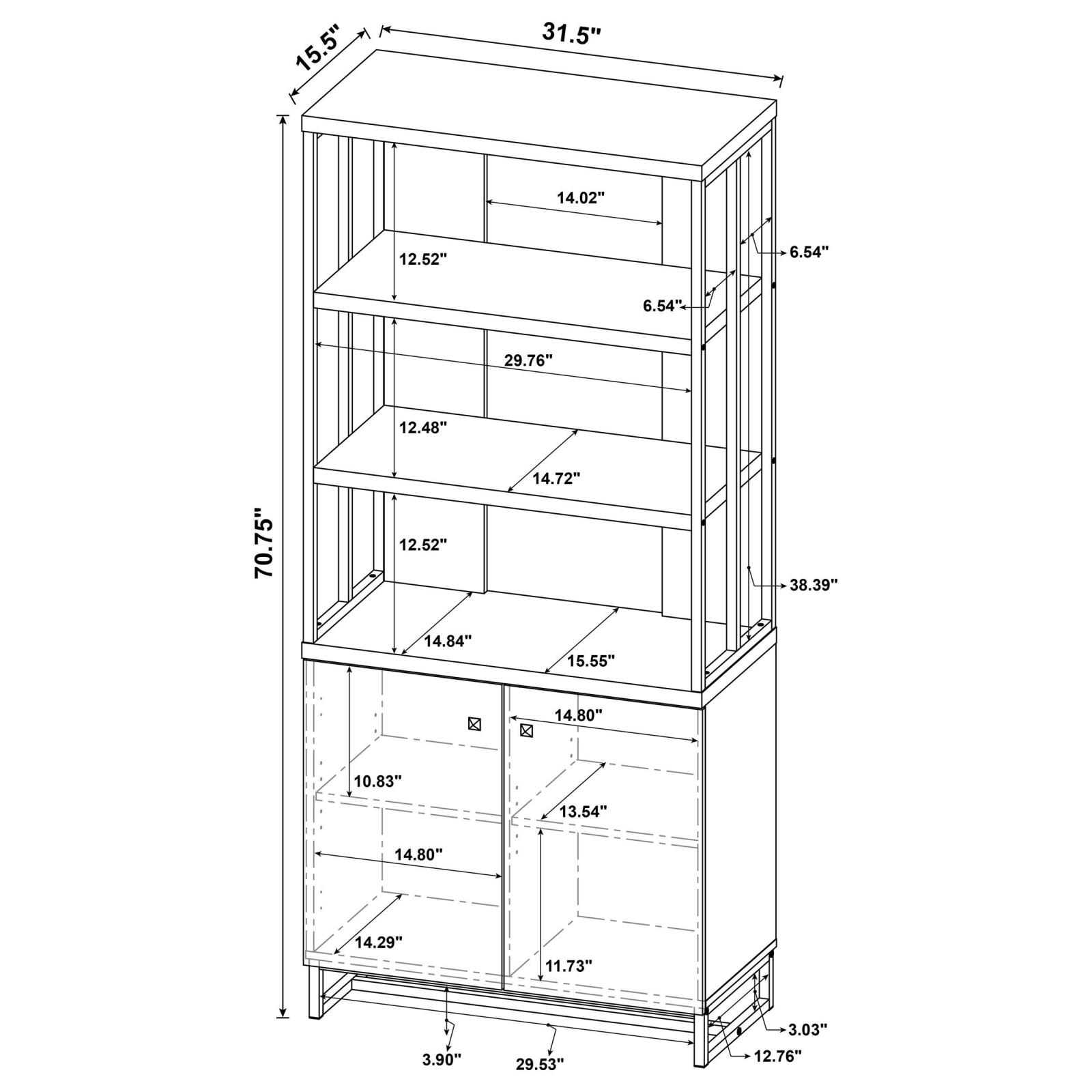 Millbrook 71-inch 2-door Storage Bookshelf Rustic Oak - Image 7