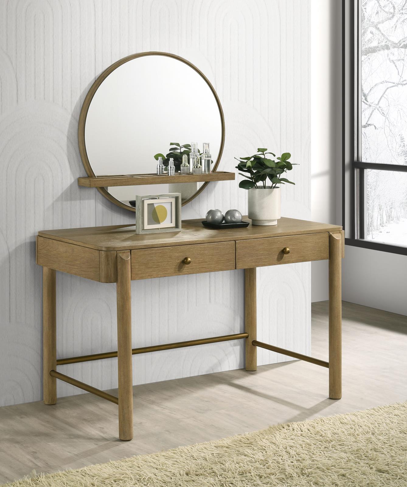 Arini 2-drawer Vanity Desk Makeup Table Sand Wash - Image 10