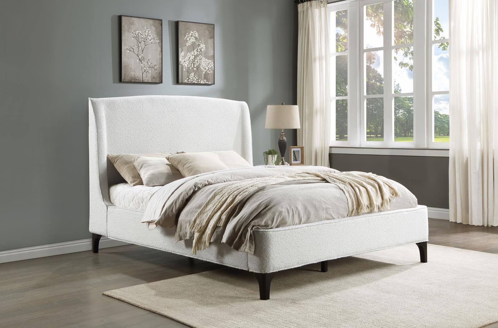 Mosby Upholstered Eastern King Wingback Bed Snow - Image 2