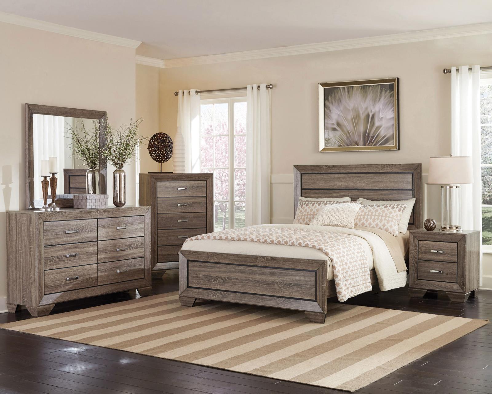 Kauffman Wood Eastern King Panel Bed Washed Taupe - Image 11