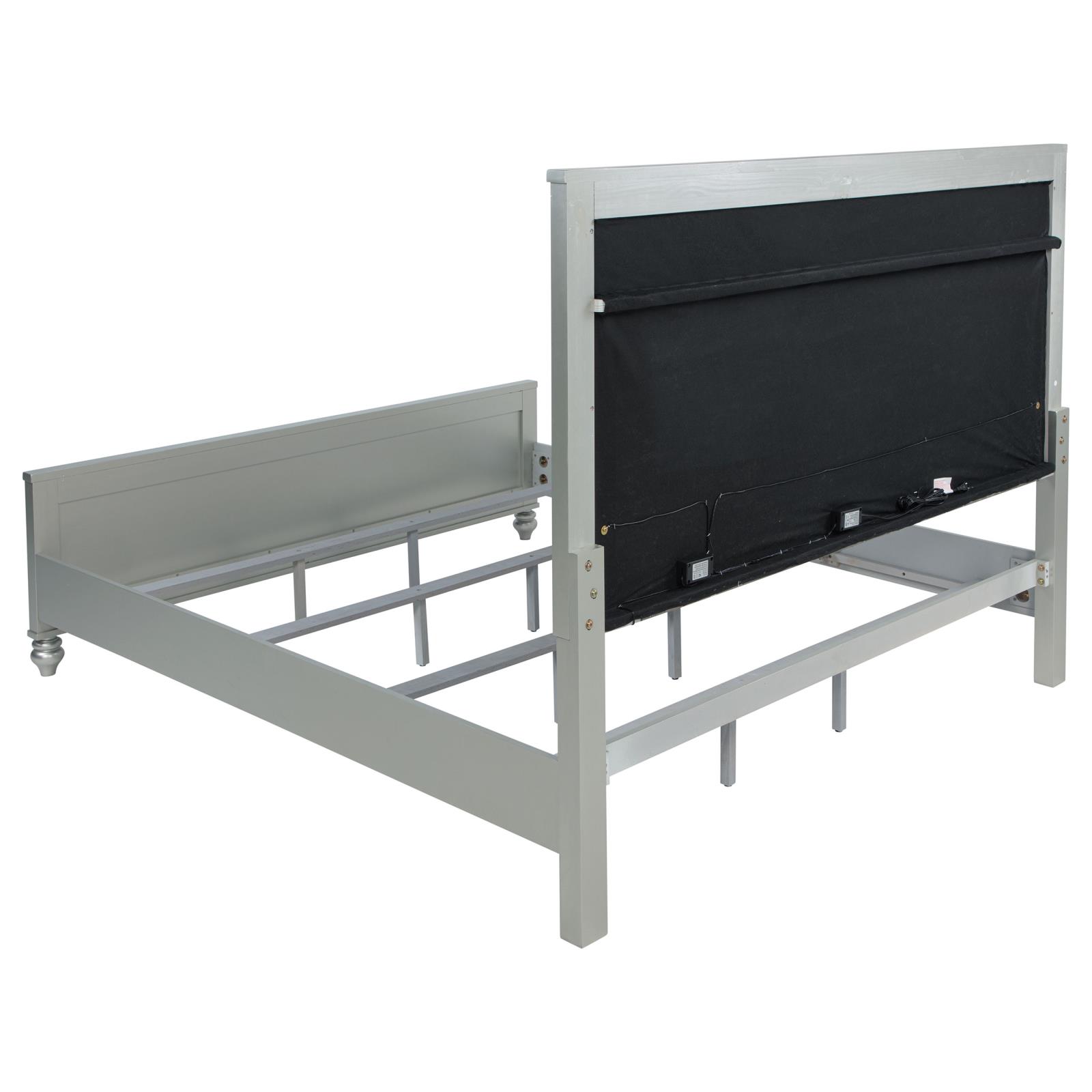 Gunnison Wood Eastern King LED Panel Bed Silver Metallic - Image 5