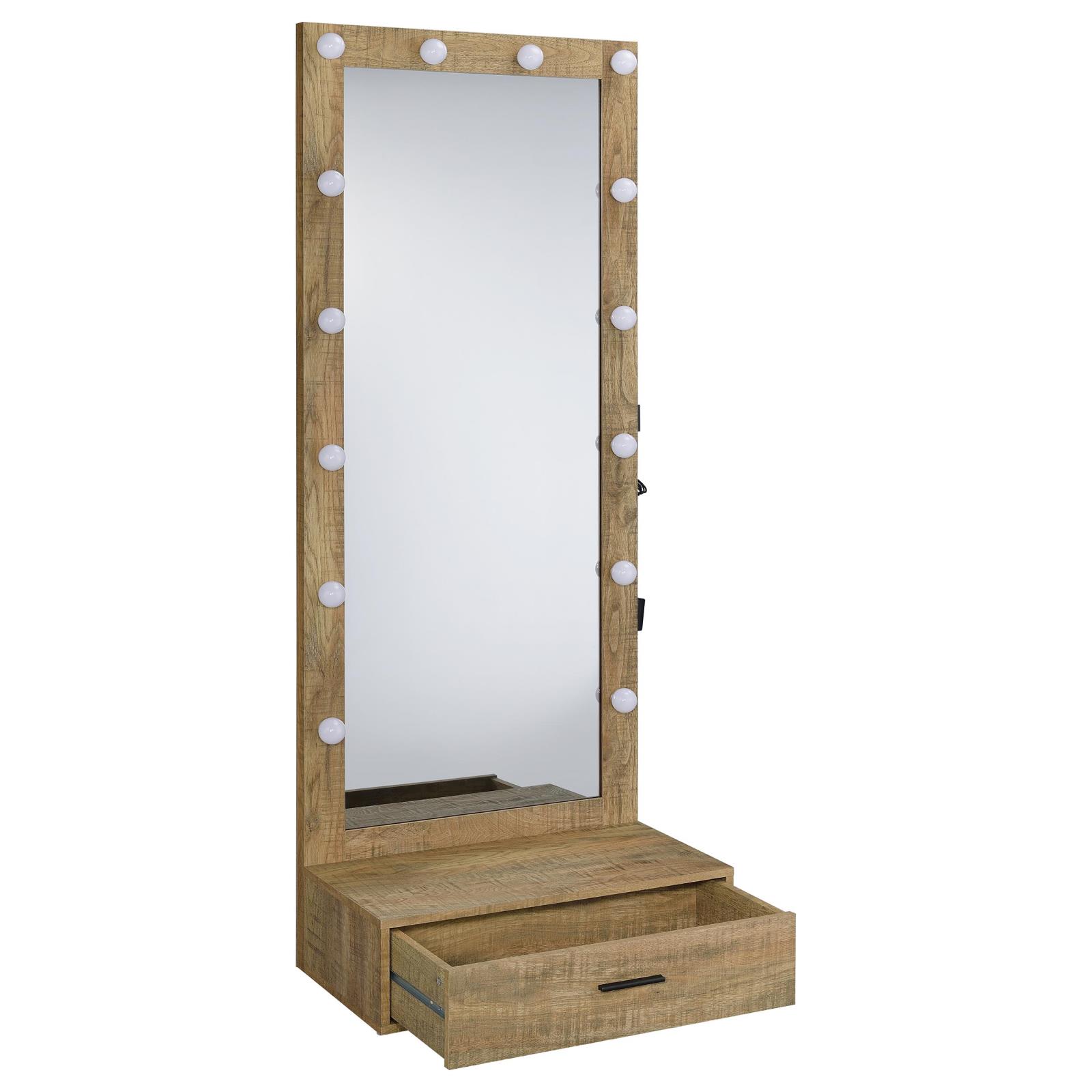 Spector 1-drawer Lighted Full-Length Floor Mirror Mango - Image 6