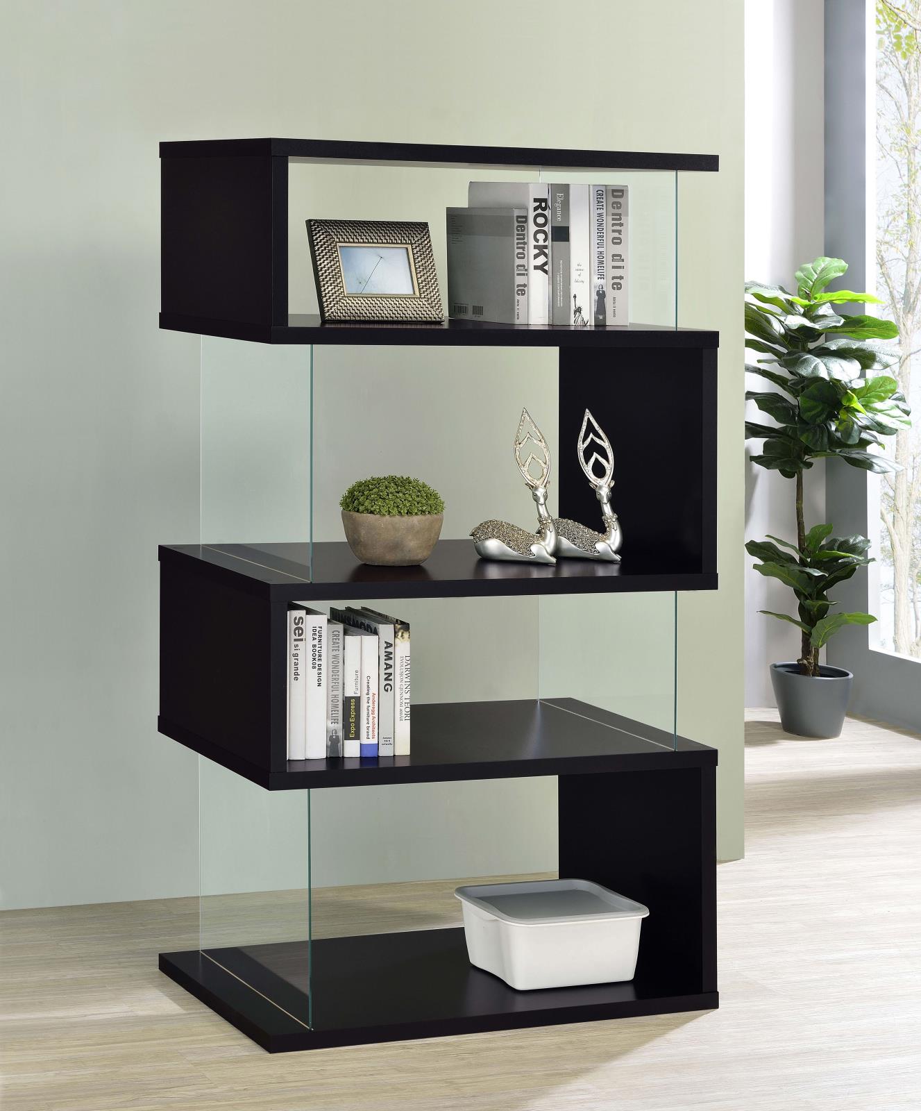 Emelle 63-inch 4-shelf Glass Panel Bookshelf - Image 12