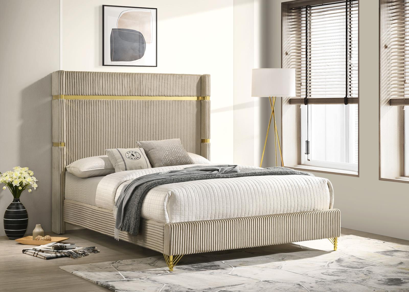 Lucia 61-inch Upholstered Eastern King Wingback Bed - Image 2