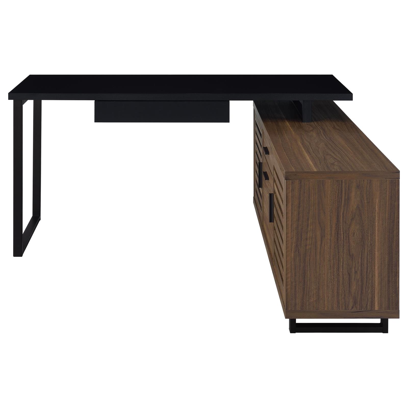 Maddox 60-inch L-Shape Office Computer Desk Black and Walnut - Image 5