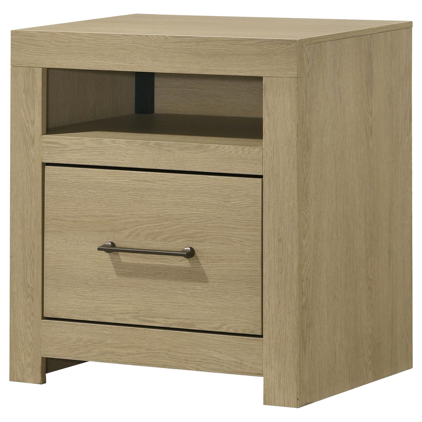 Hendricks 1-drawer Nightstand Bedside Table with Cubby Light Oak - Image 4