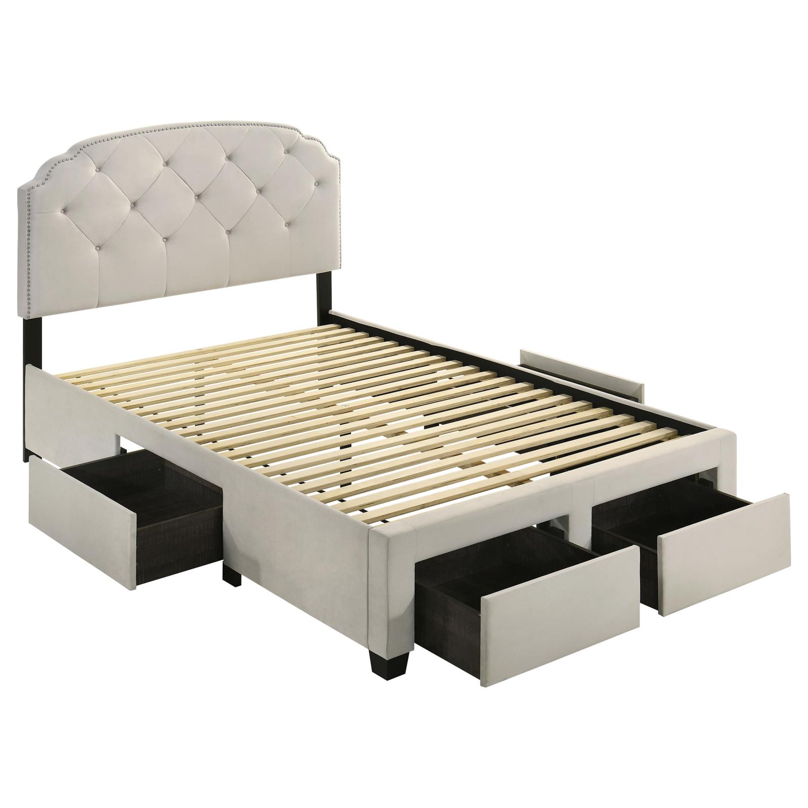 Marianna 4-drawer Upholstered Full Storage Bed Cream - Image 4