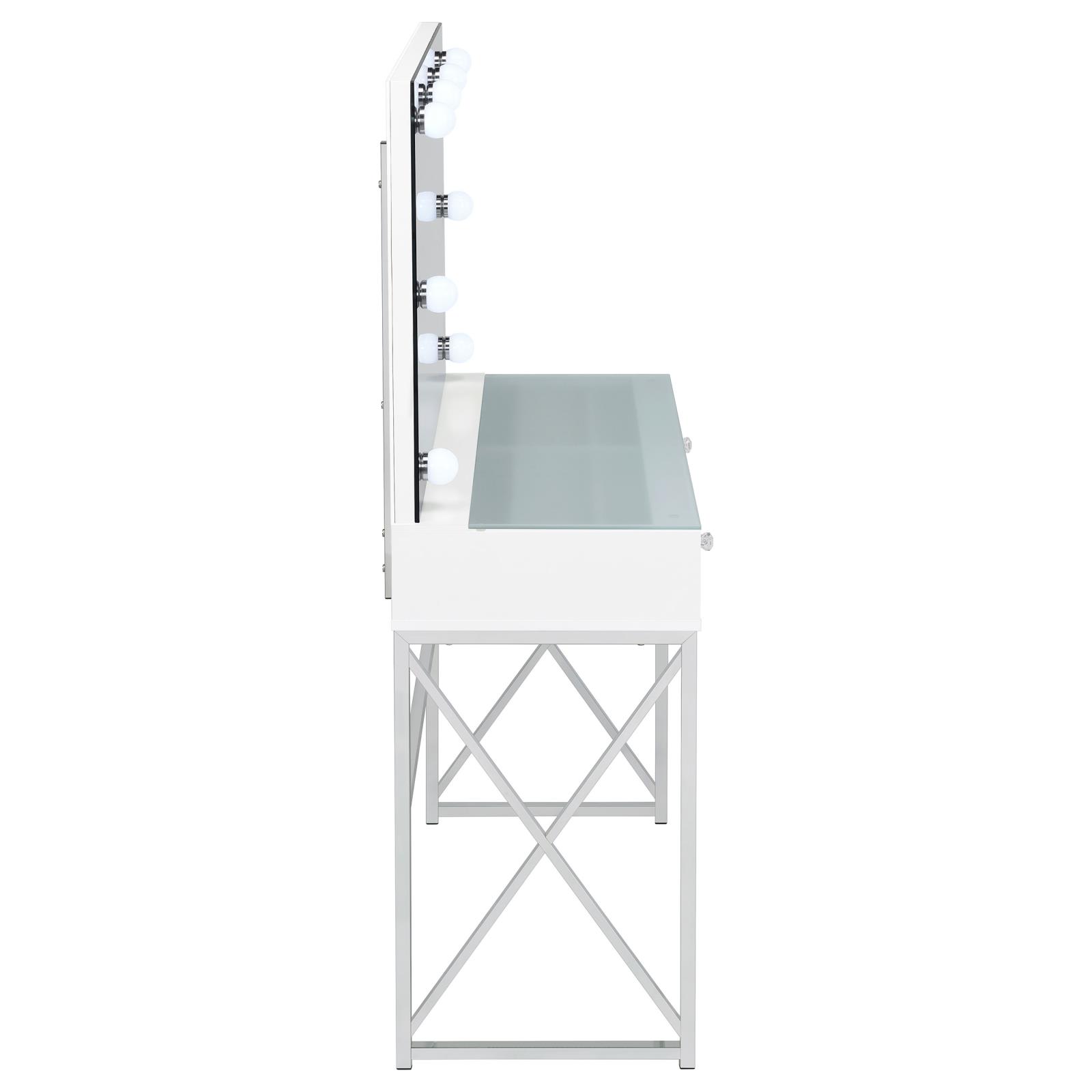 Eliza Vanity Set with Lighting & Stool White and Chrome - Image 9