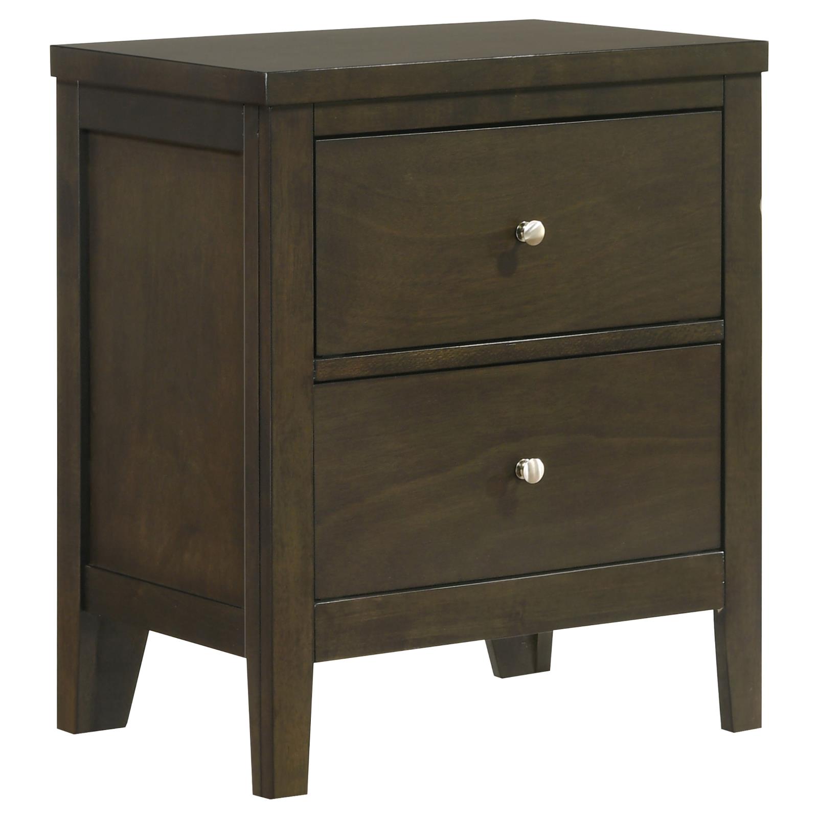 Wilkes Transitional 2-Drawer Nightstand with Metal Knobs Dark Cocoa
