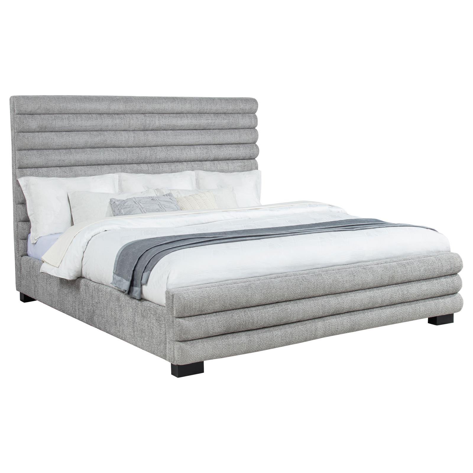 Patricia 58-inch Boucle Upholstered Eastern King Bed Grey - Image 3