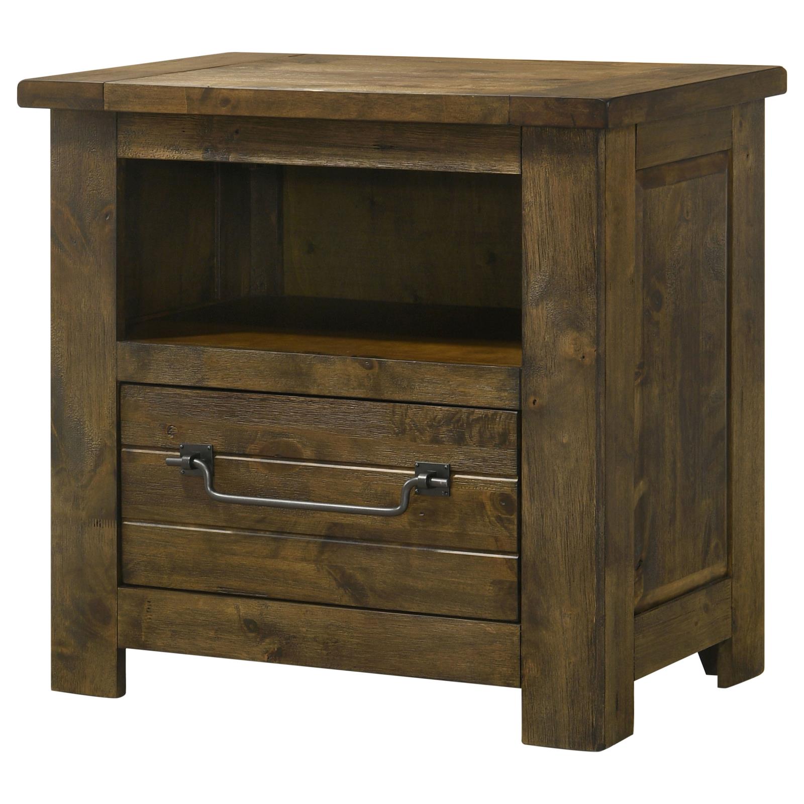 Doherty 1-drawer Nightstand Bedside Table Rustic Brown - Image 4