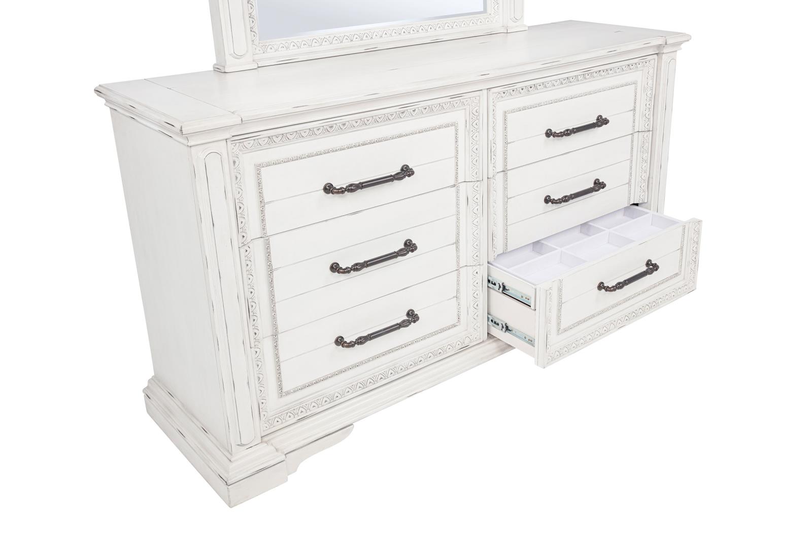 McKinney 6-drawer Bedroom Dresser with Mirror Vintage White - Image 12