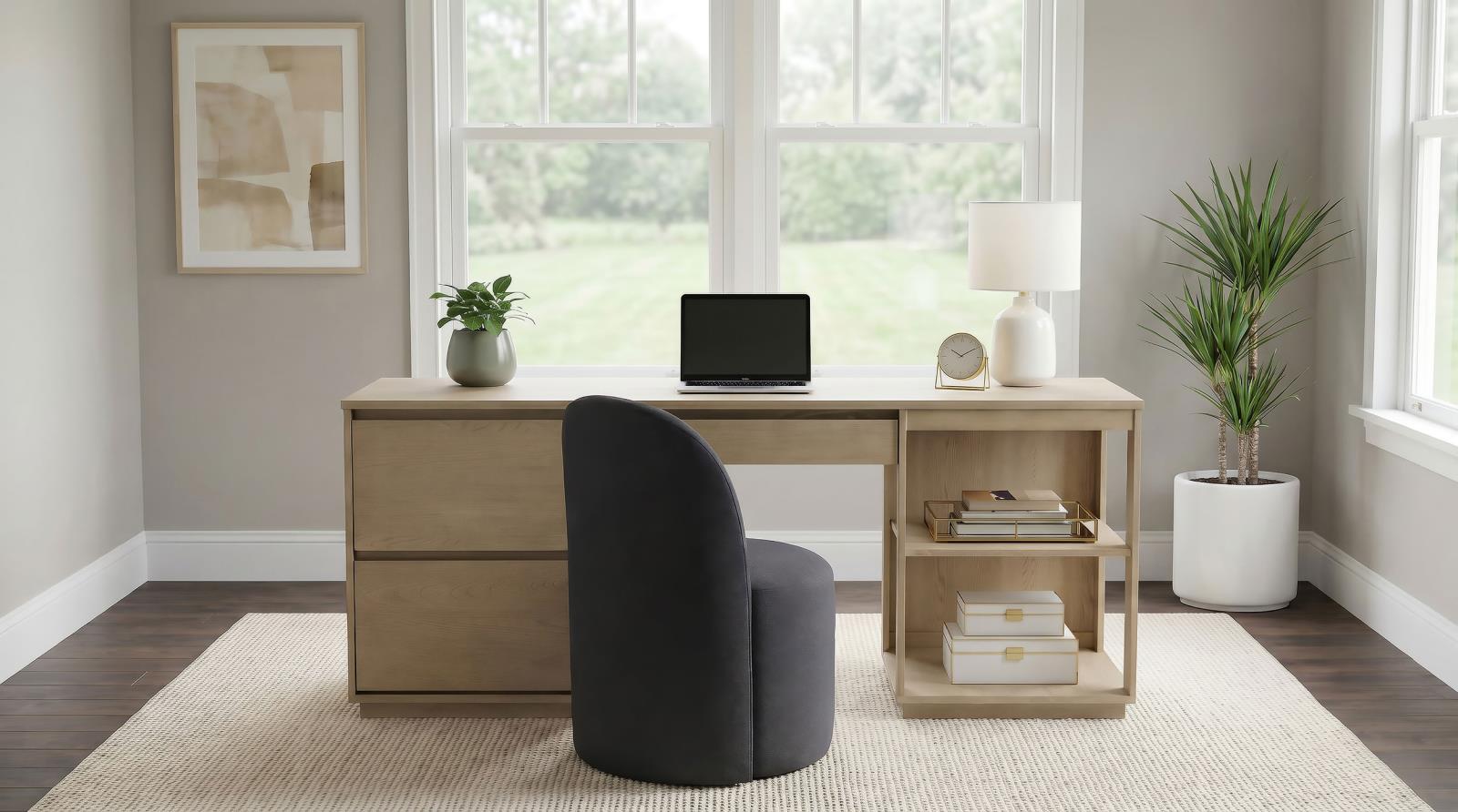 Harkes 75-inch 3-drawer Computer Desk with Adjustable Shelf Light Elm - Image 12