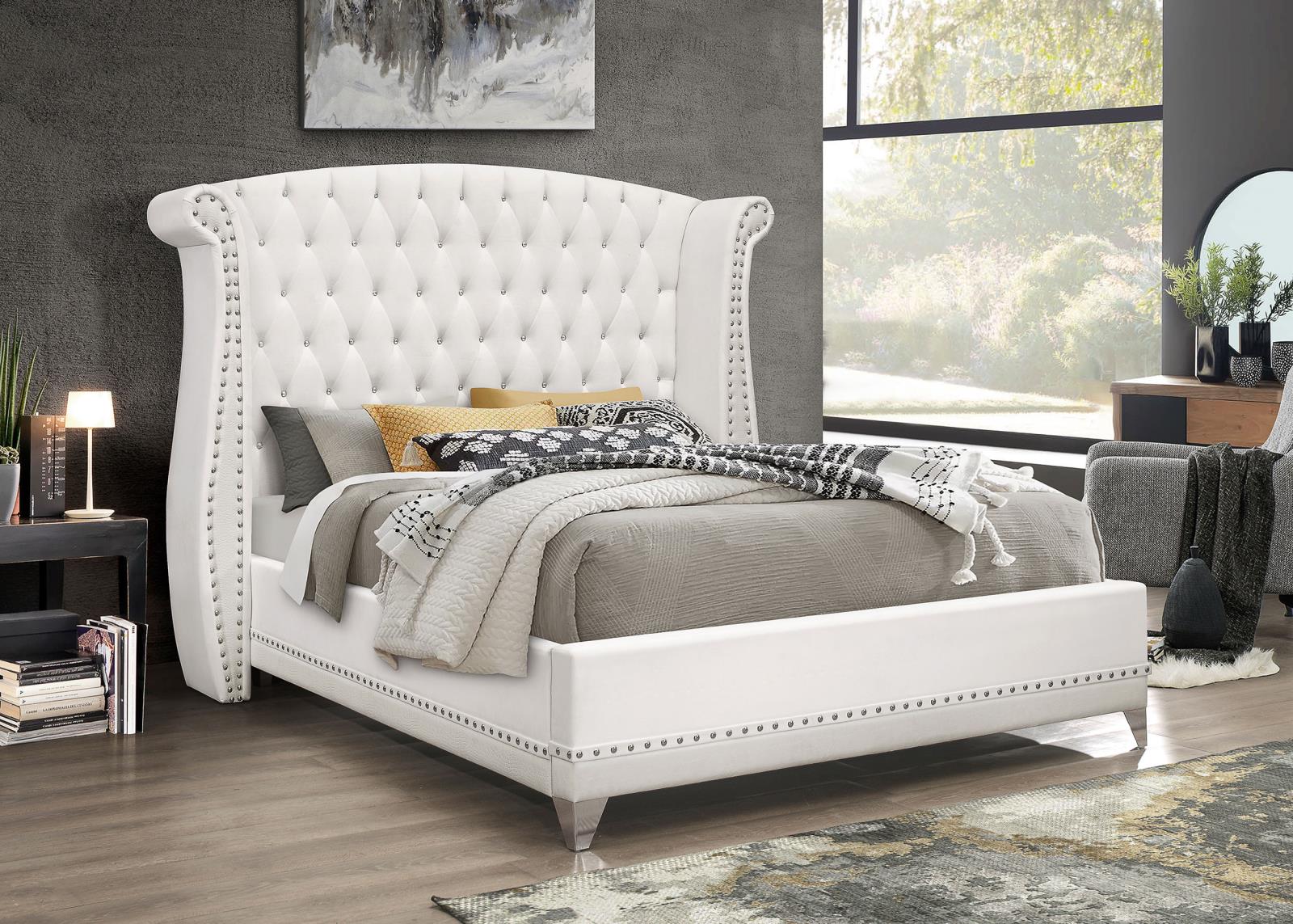 Barzini Upholstered Eastern King Wingback Bed - Image 6