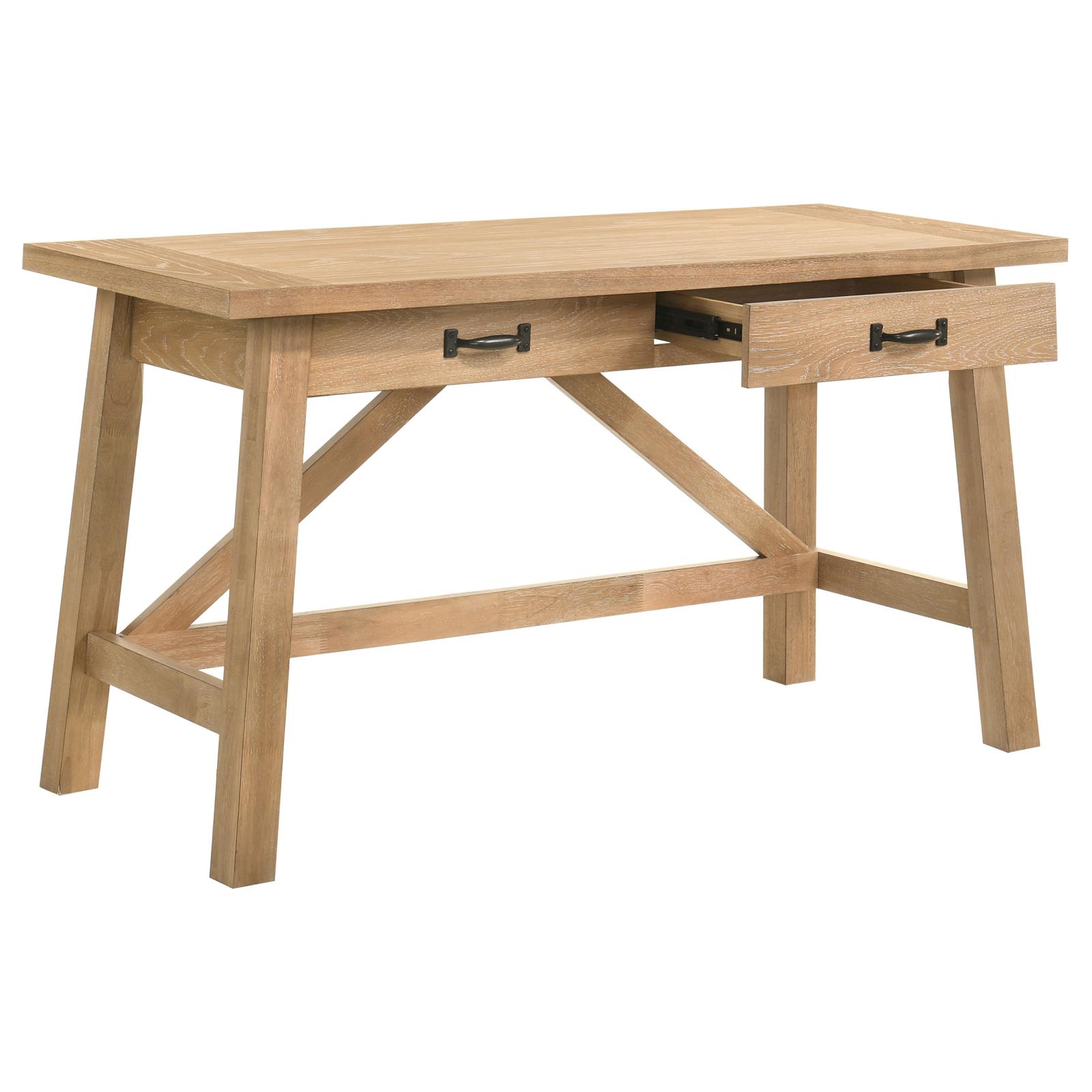 Fabian 54-inch 2-drawer Computer Writing Desk Distressed Light Brown - Image 4