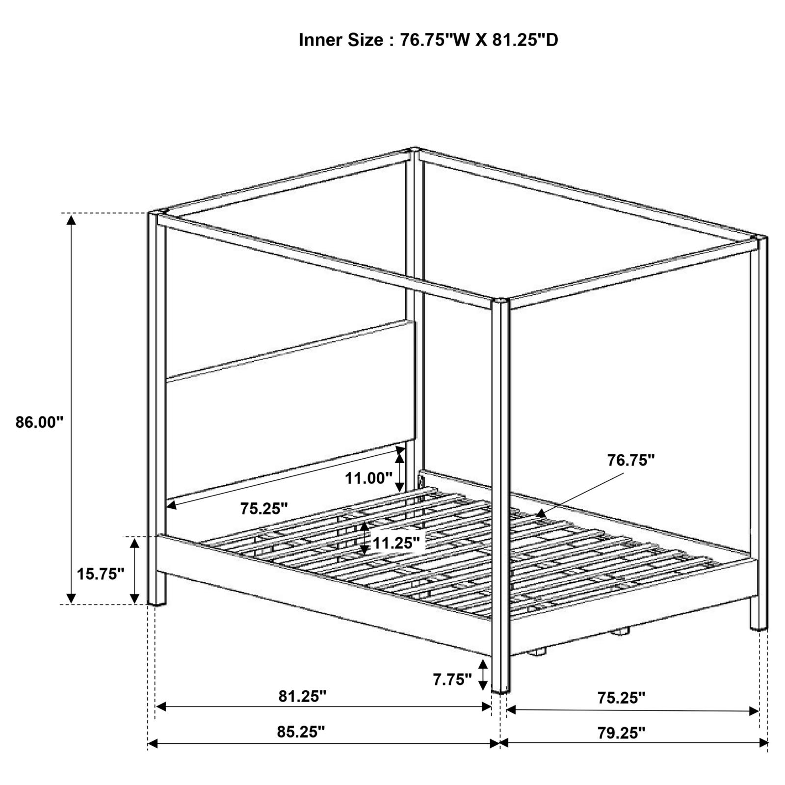 Monroe Upholstered Eastern King Canopy Bed Vanilla - Image 10