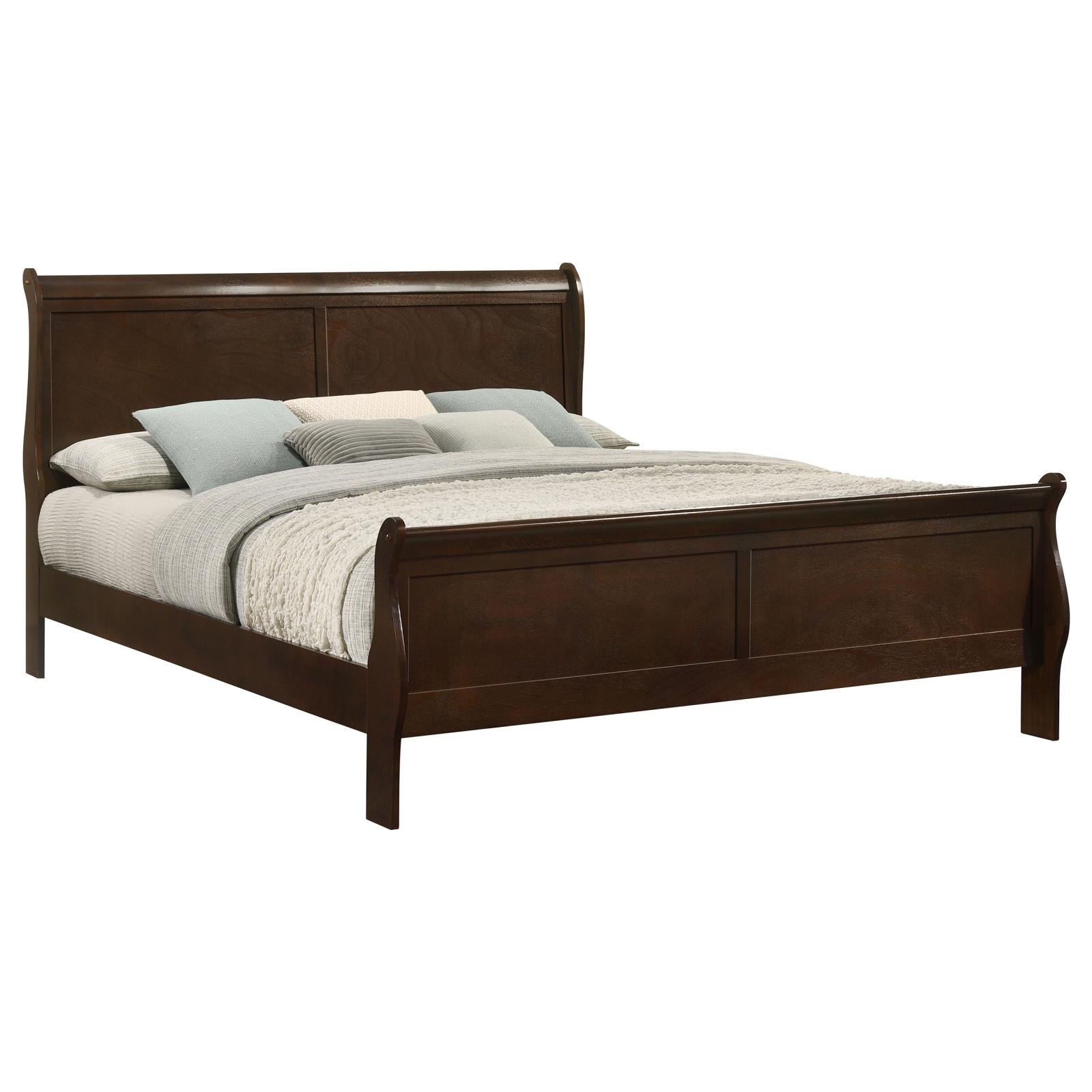 Louis Philippe Wood Eastern King Sleigh Bed Cappuccino - Image 3