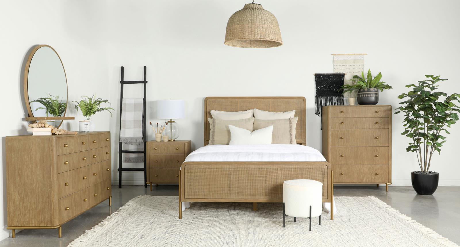 Arini Rattan Queen Panel Bed Sand Wash and Natural Cane - Image 11