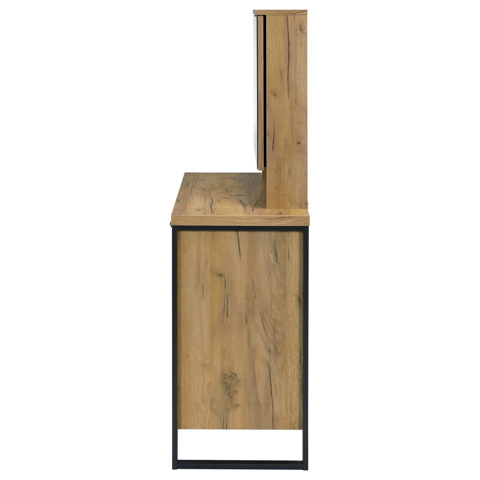 Bettin Vanity Set with Sliding Mirror and Stool Golden Oak - Image 6