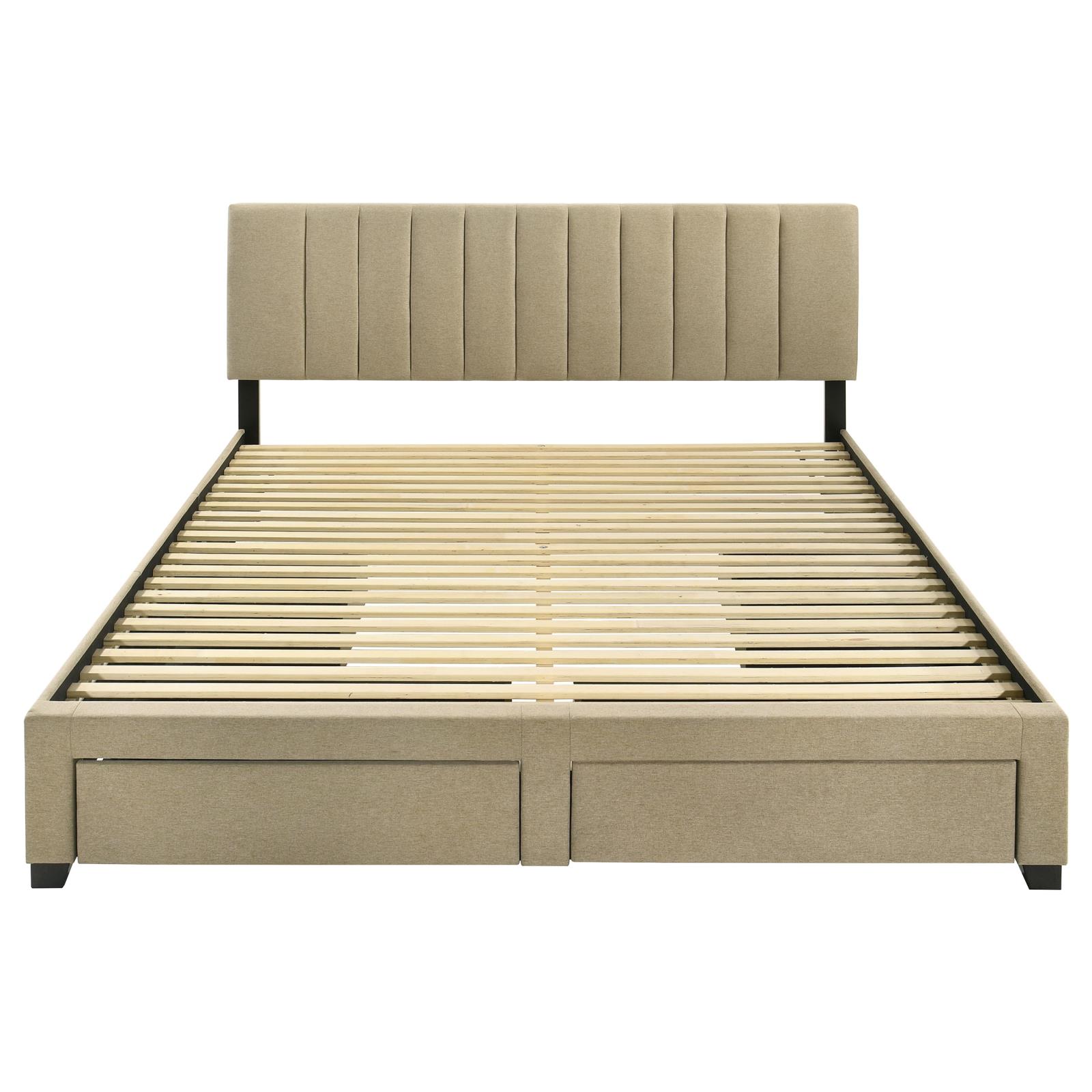Wheatland 4-drawer Upholstered Eastern King Storage Bed Brown - Image 7