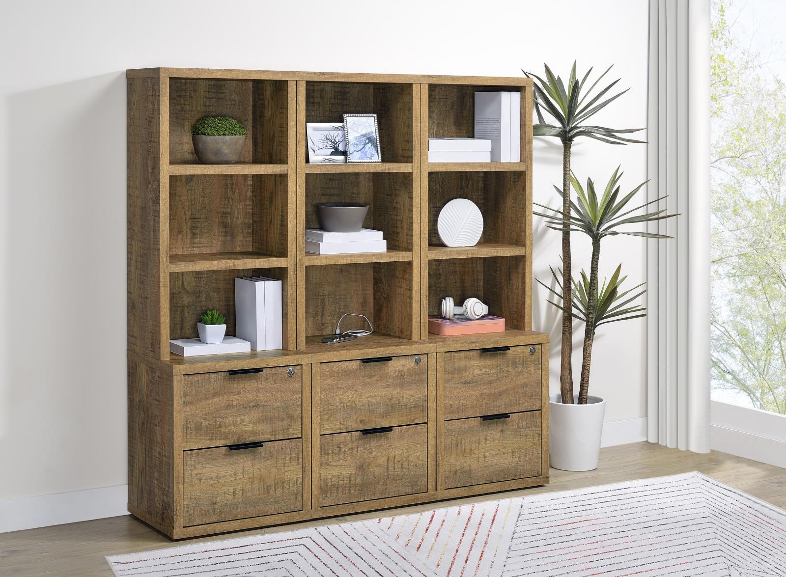 Westpark 3-shelf Bookcase USB and Lockable Drawer Mango - Image 14