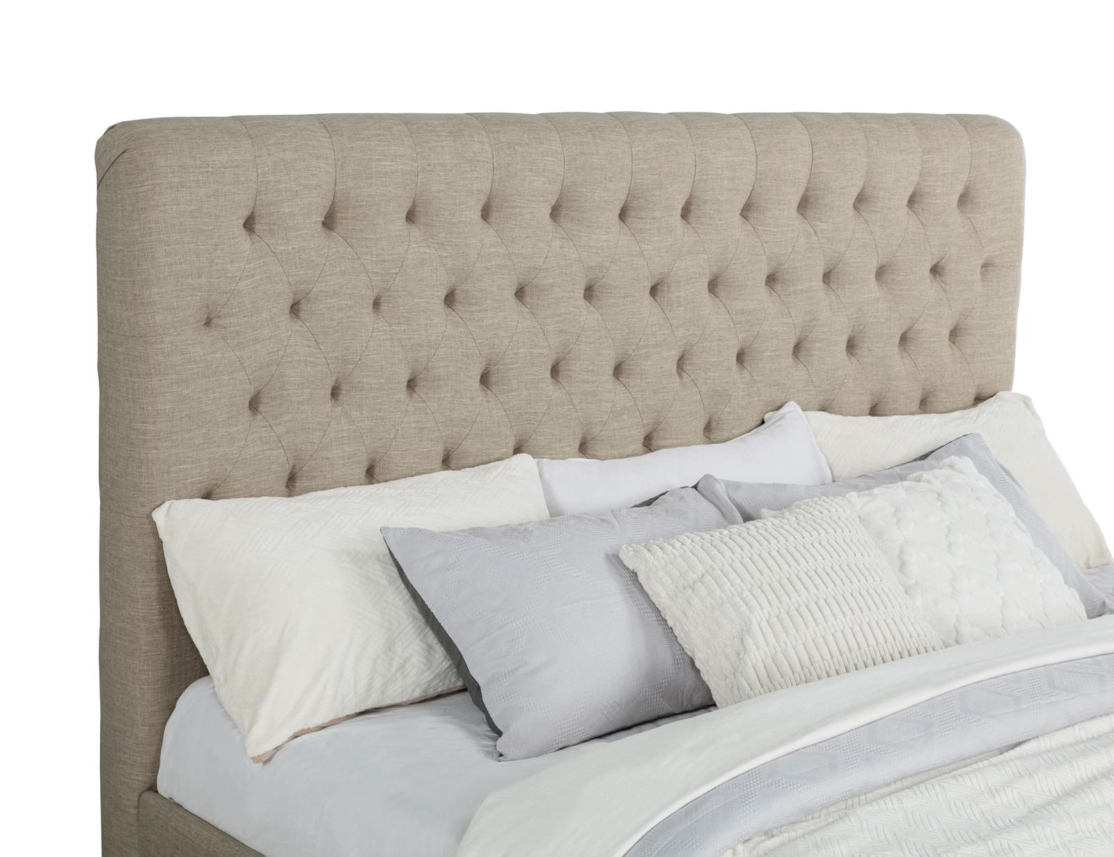 Chloe Upholstered Eastern King Panel Bed Oatmeal - Image 7