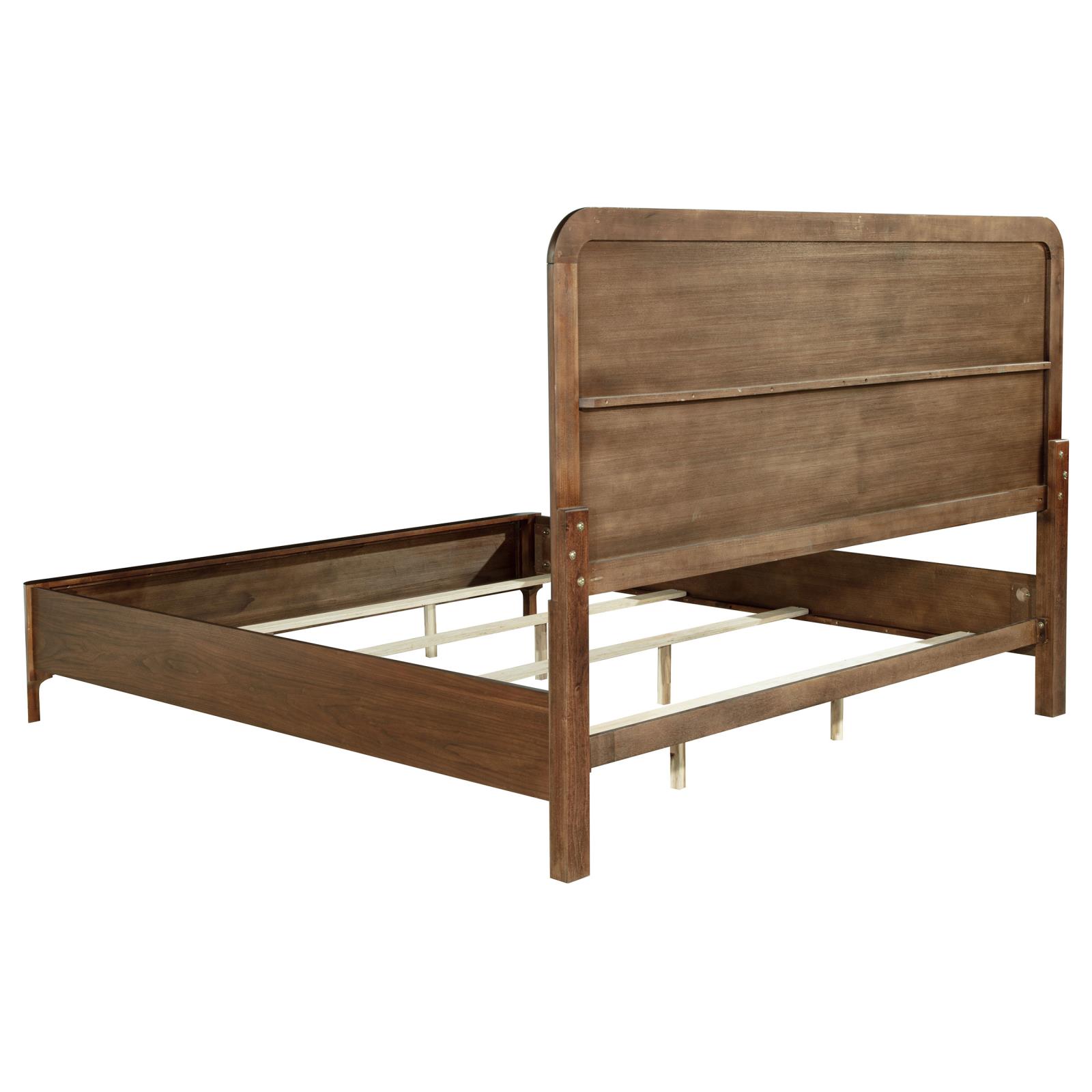 Maderia 57-inch Upholstered Eastern King Panel Bed Walnut - Image 4