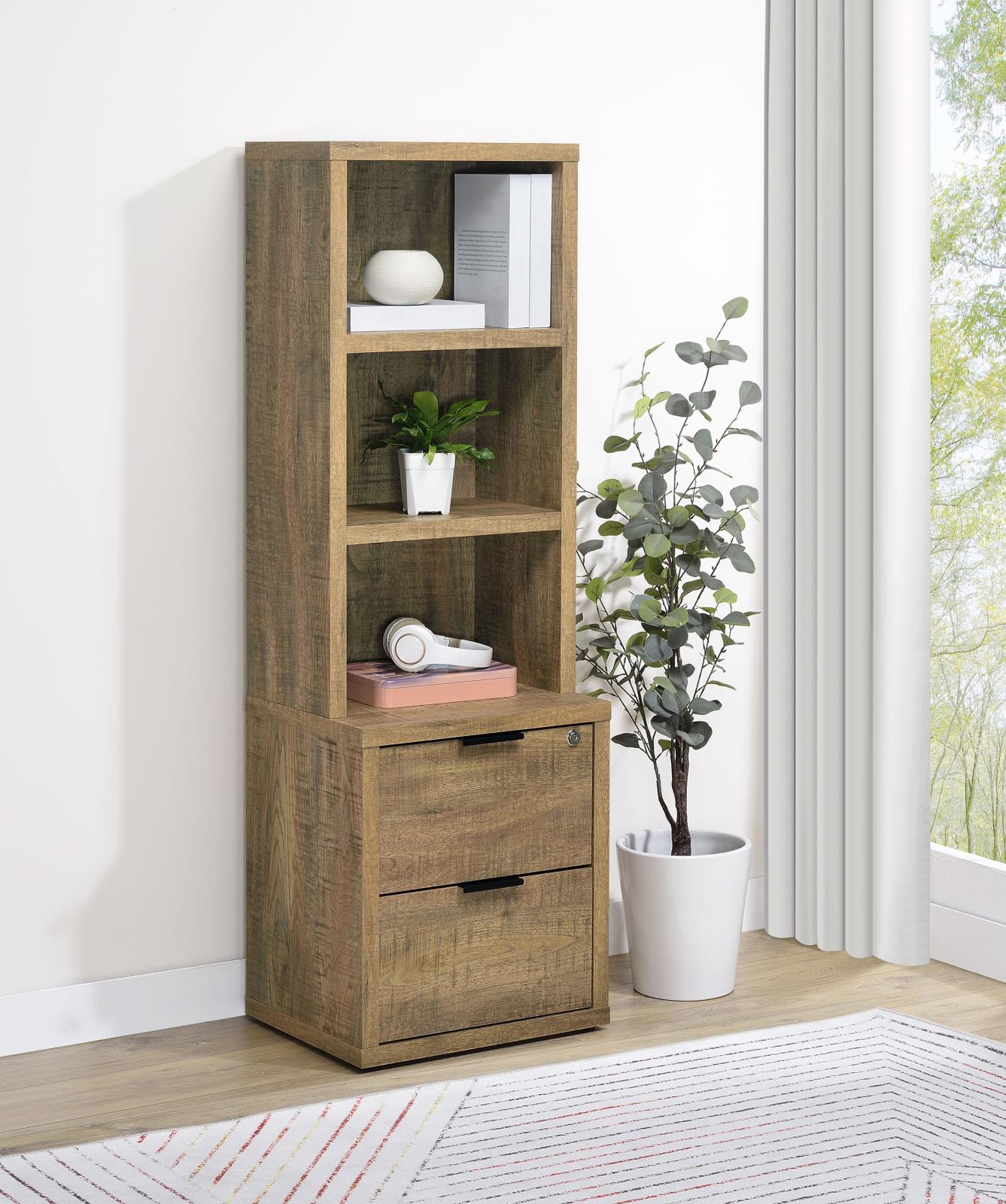 Westpark 3-shelf Bookcase USB and Lockable Drawer Mango - Image 2