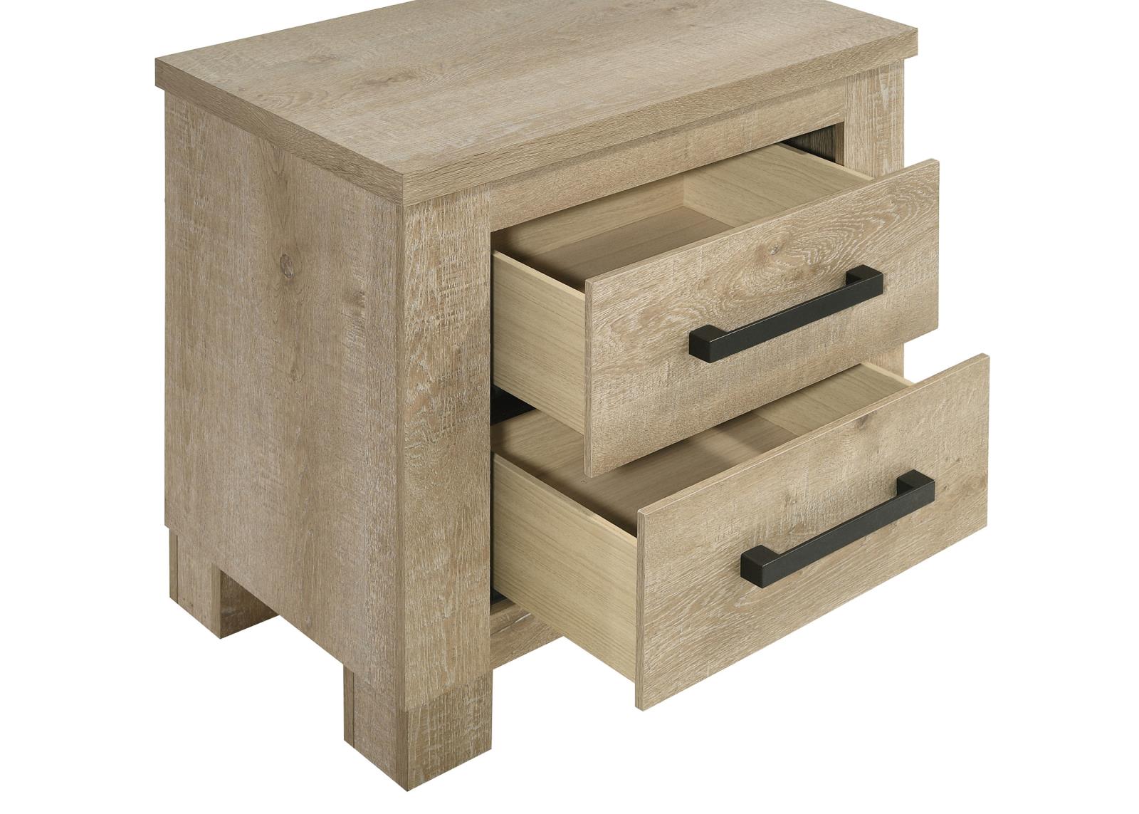 Oakglen 2-drawer Nightstand Bedside Table Weathered Oak - Image 10