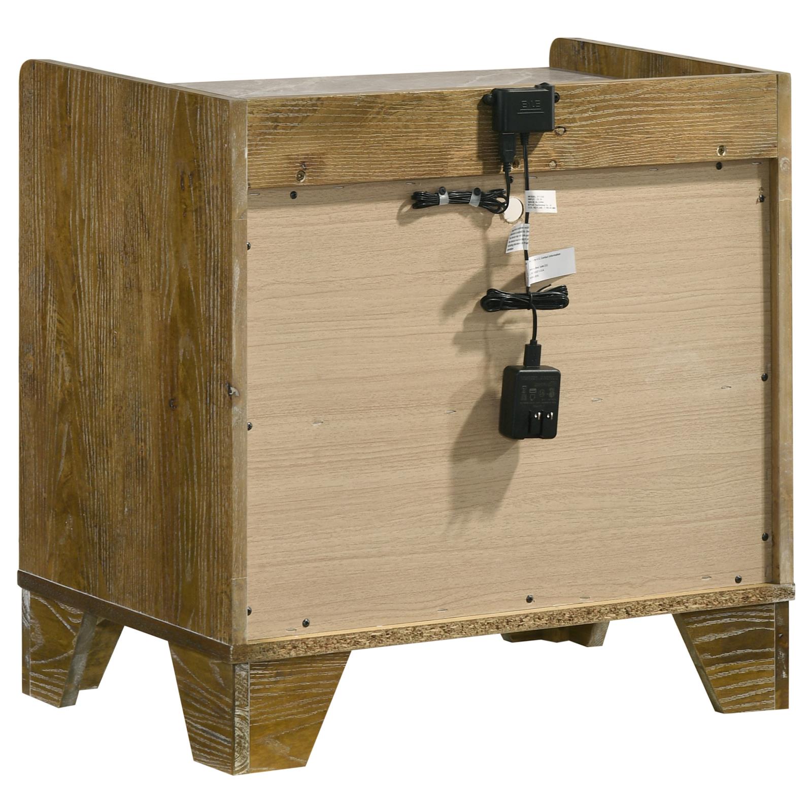 Henderson 1-drawer LED Nightstand Bedside Table Medium Oak - Image 4