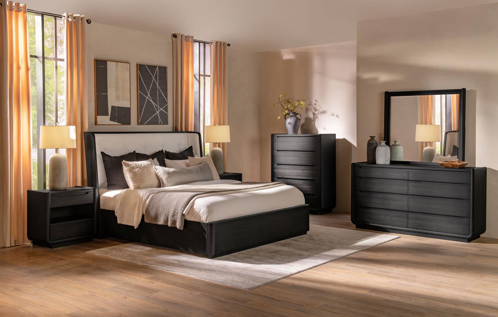 Leandro 55-inch Queen Wingback Bed Burnished Black - Image 11
