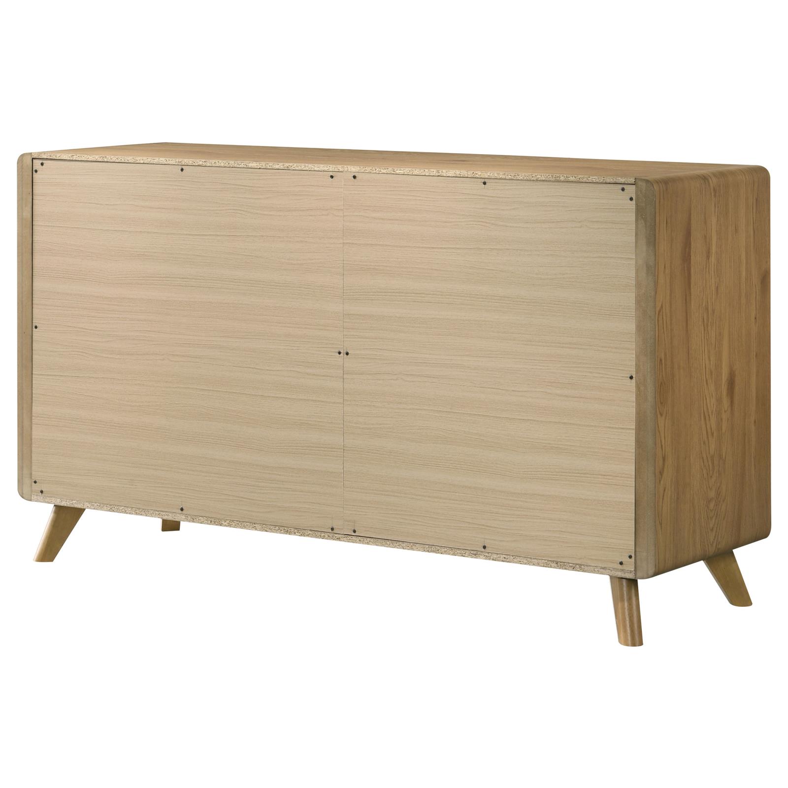 Bennett Mid-Century 6-Drawer Rubberwood Dresser Light Oak - Image 8