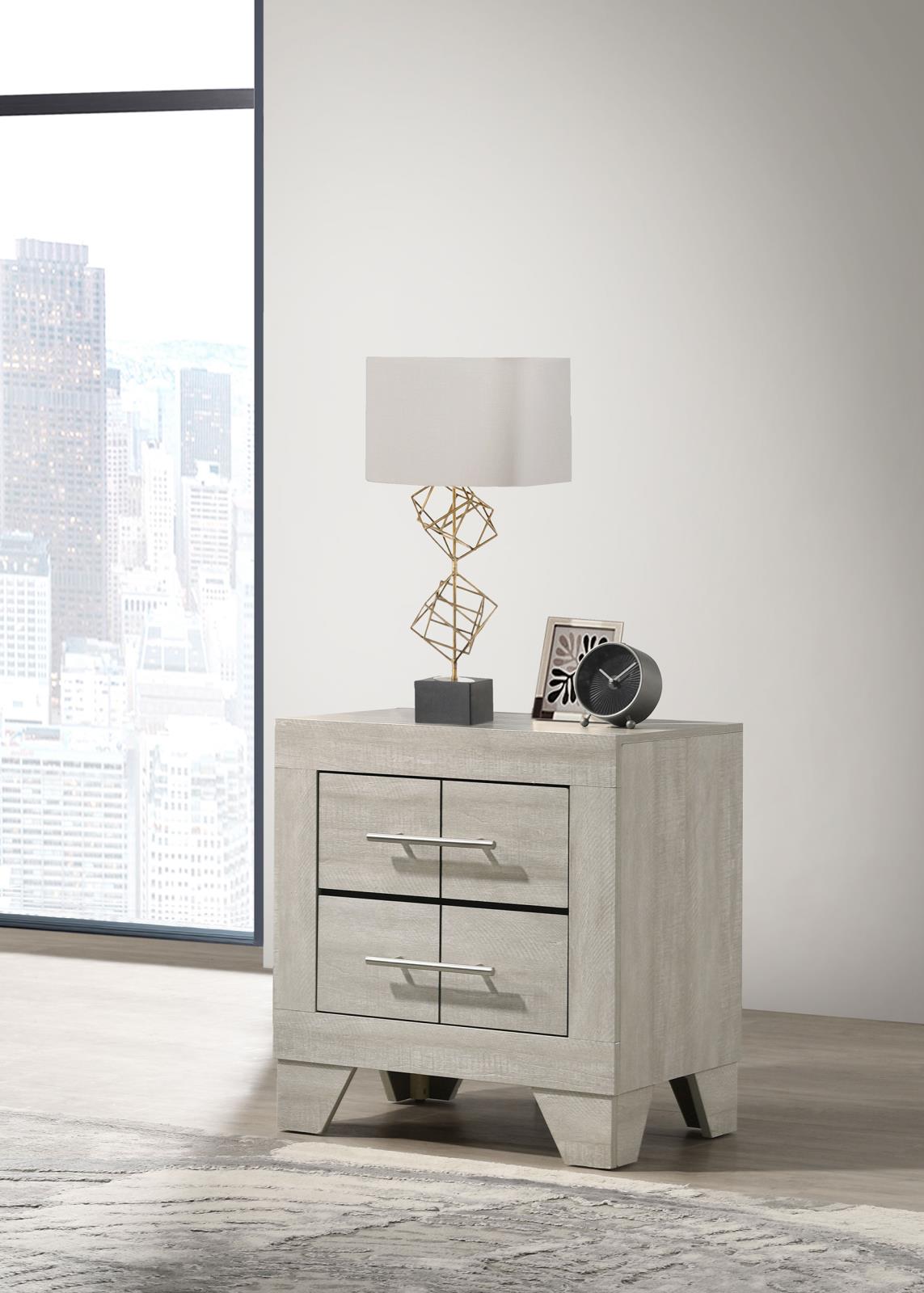 Trenton 2-drawer Nightstand Bedside Table Rustic Cream - Image 2