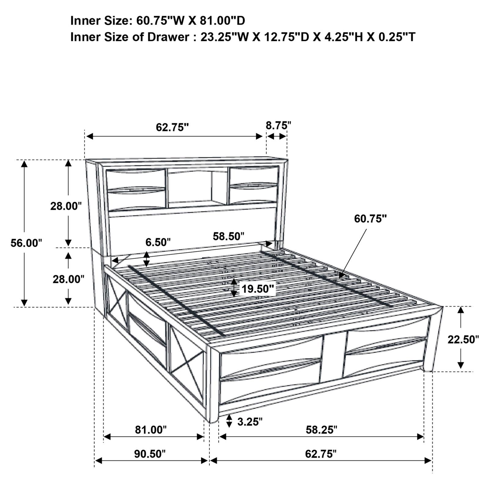 Briana Wood Queen Storage Bookcase Bed Black - Image 10