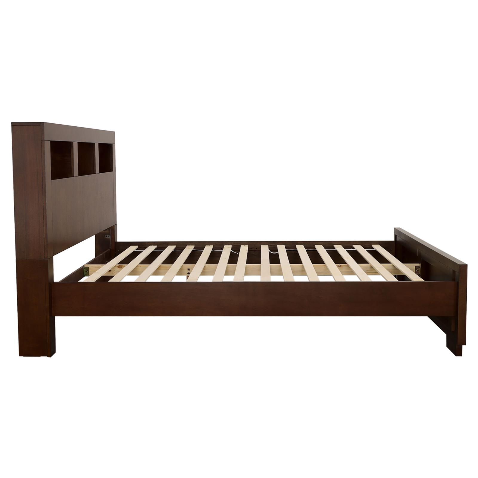 Jessica Eastern King LED Storage Bookcase Bed Cappuccino - Image 5