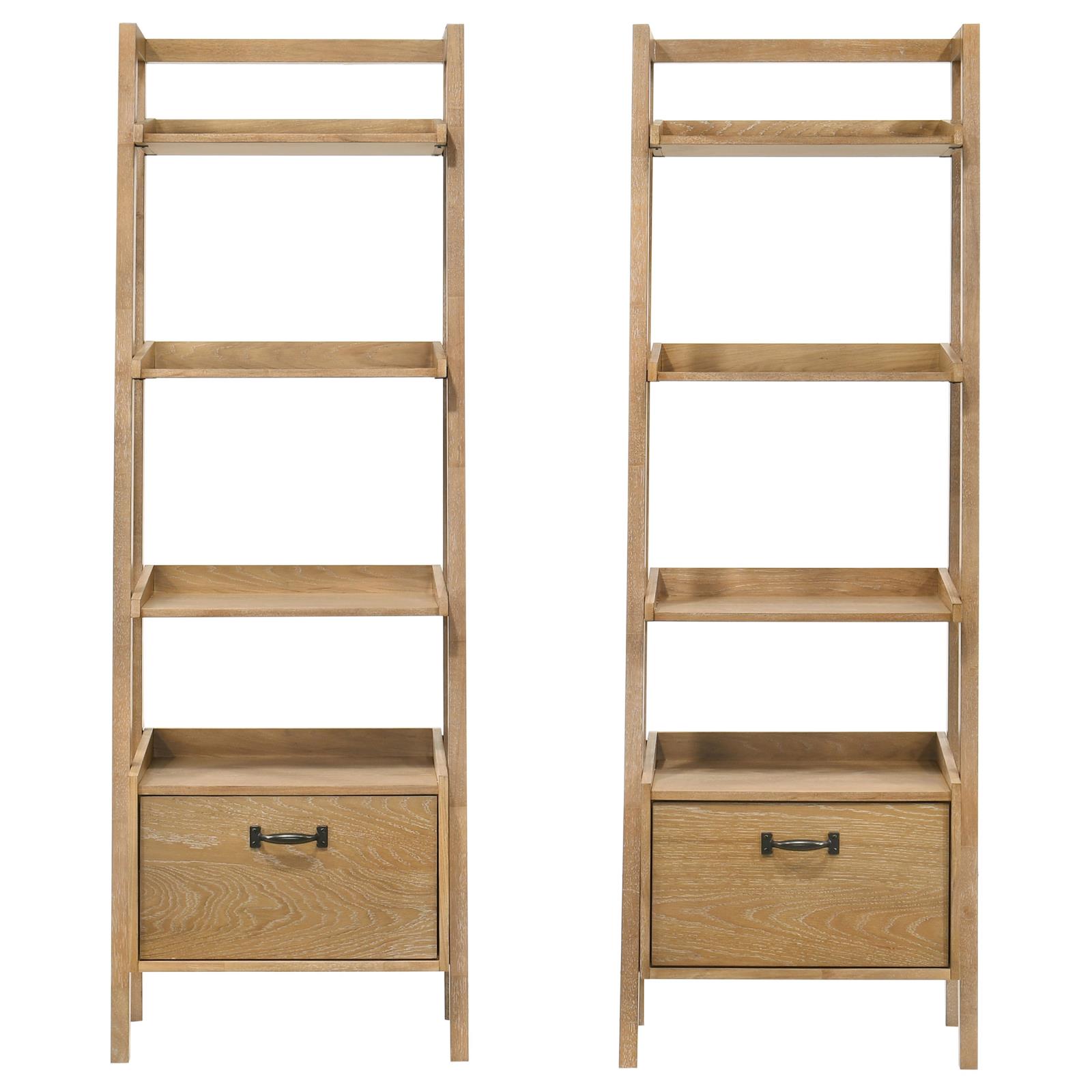 Fabian 2-piece 4-shelf Bookshelf with Drawer Distressed Light Brown - Image 3