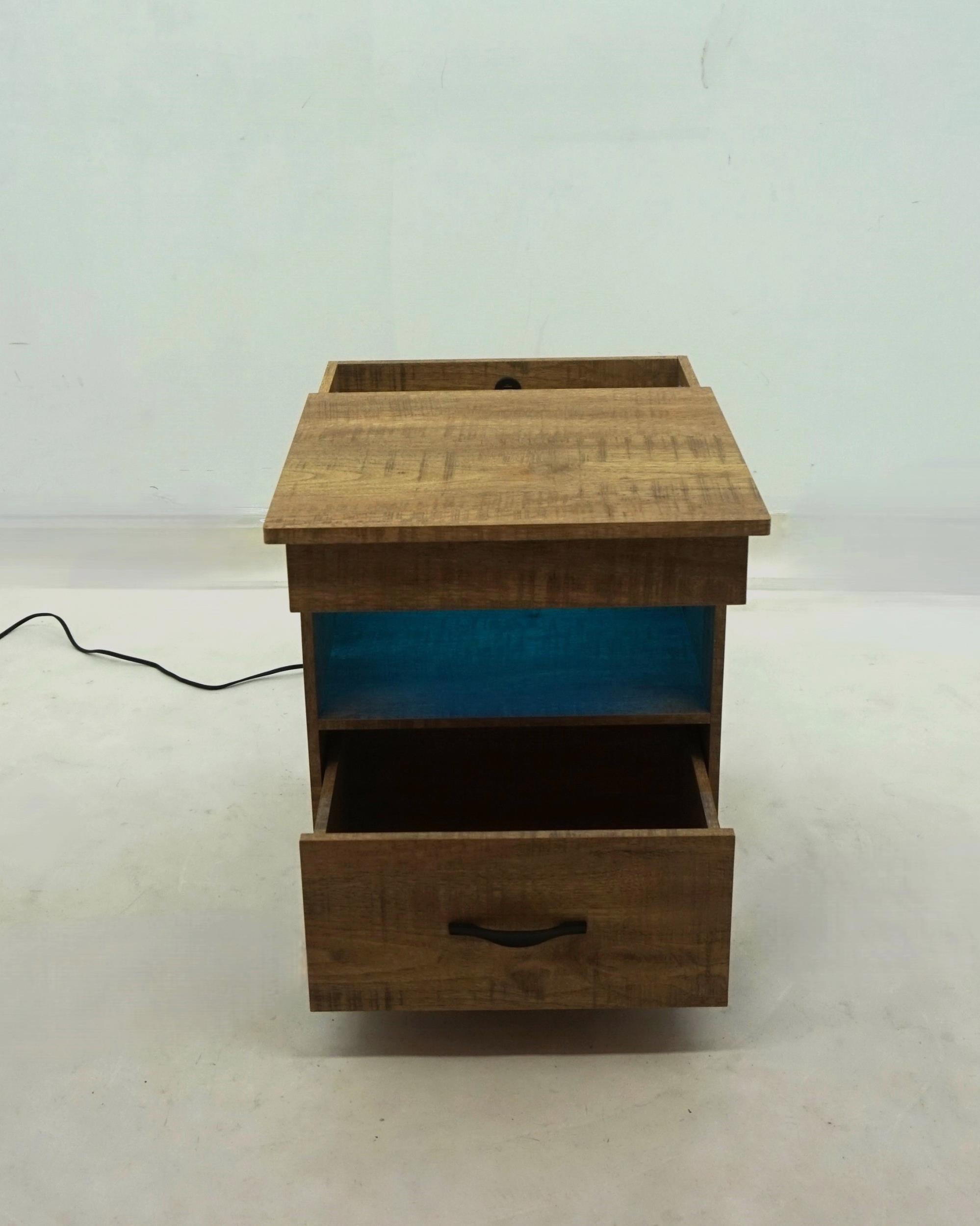 Fabre 1-drawer Extendable Top Nightstand Bedside Table Mango - Image 2