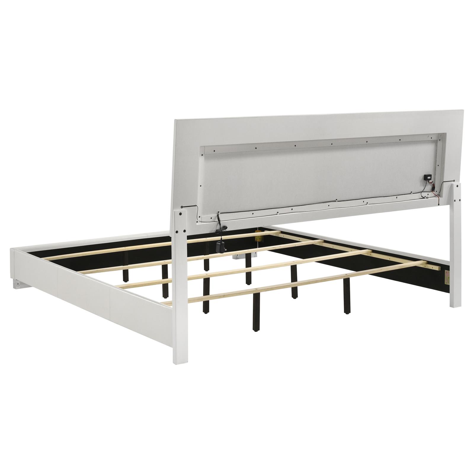 Felicity Wood Eastern King LED Panel Bed White High Gloss - Image 5