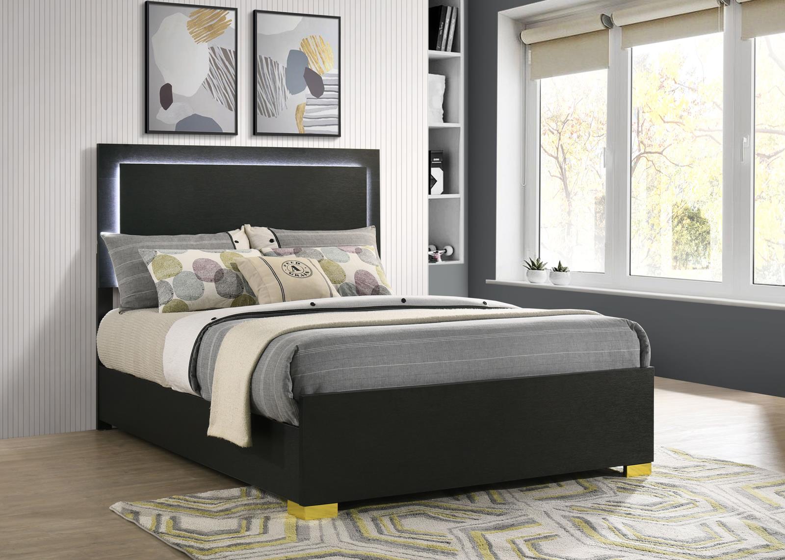 Marceline Wood Full LED Panel Bed - Image 2