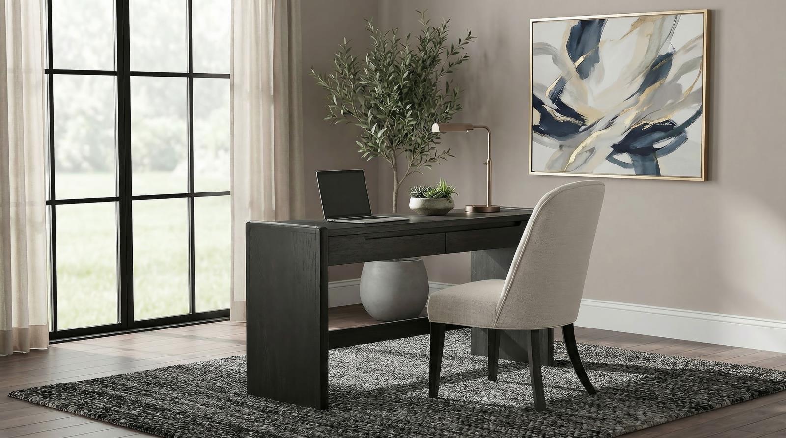 Leandro 2-drawer Home Office Writing Desk Burnished Black - Image 14