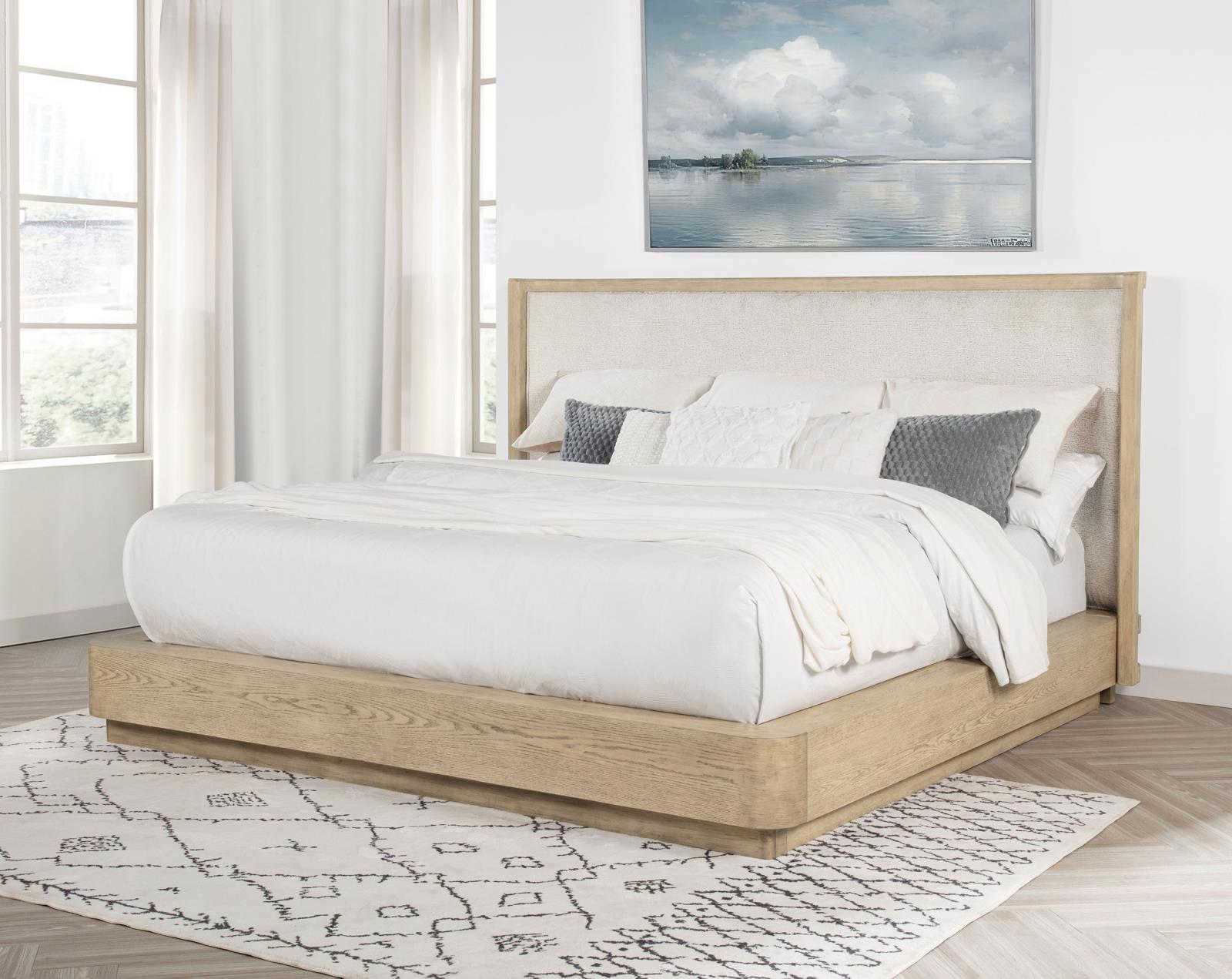 Kailani 52-inch Eastern King Wingback Bed Beige Oak - Image 2