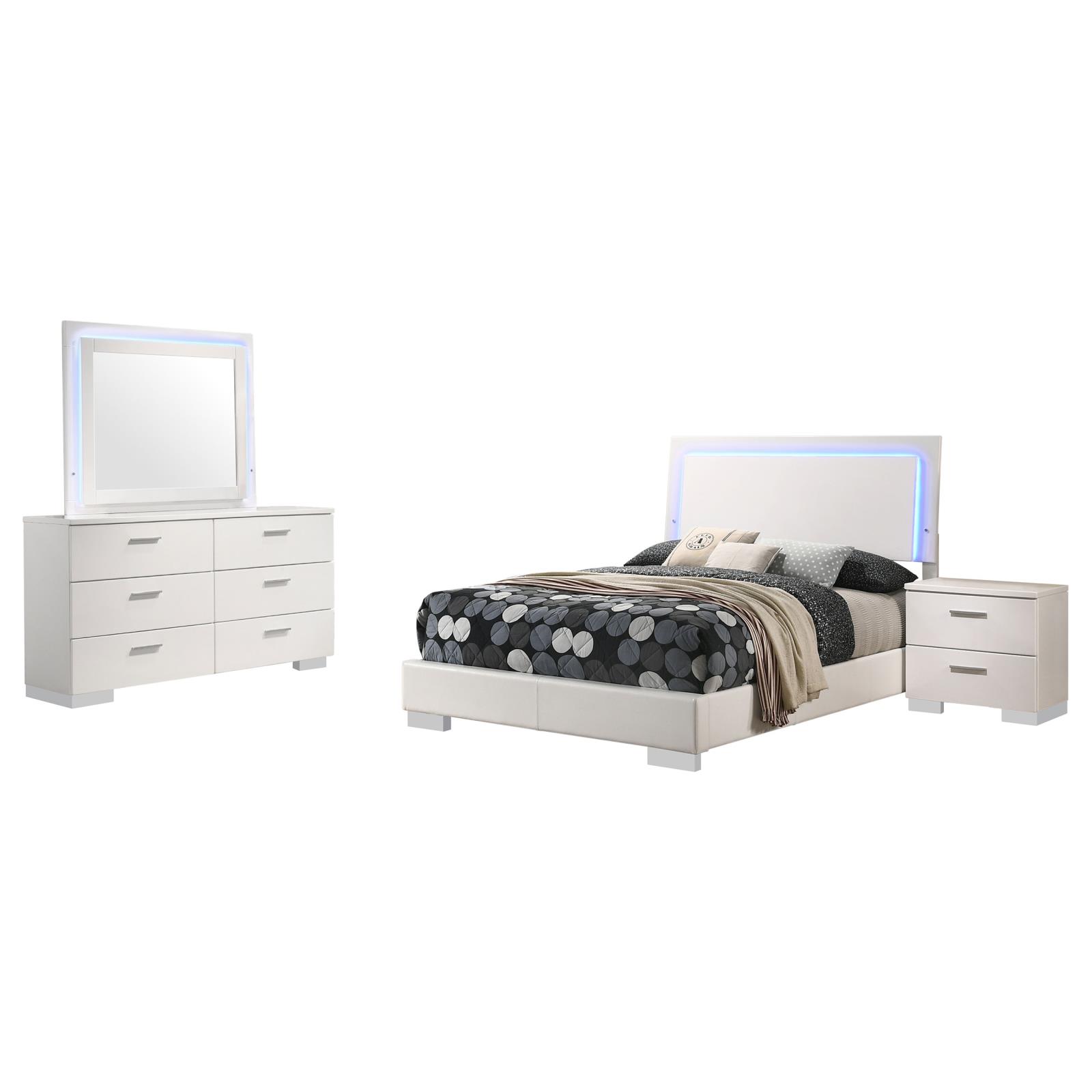 Felicity 4-piece Full Bedroom Set White High Gloss - Image 2
