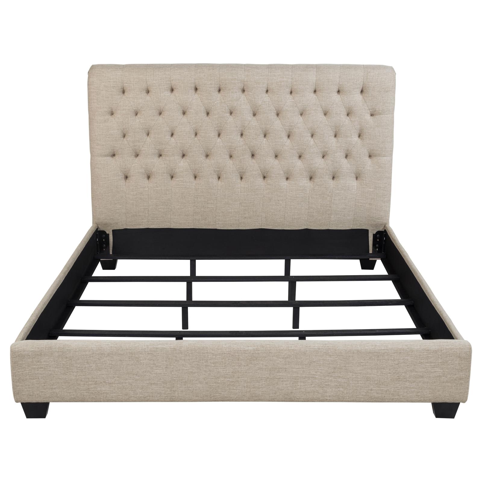 Chloe Upholstered California King Panel Bed Oatmeal - Image 4