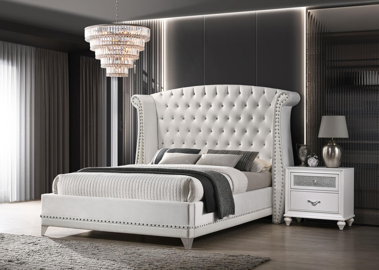 Barzini Upholstered Eastern King Wingback Bed - Image 9