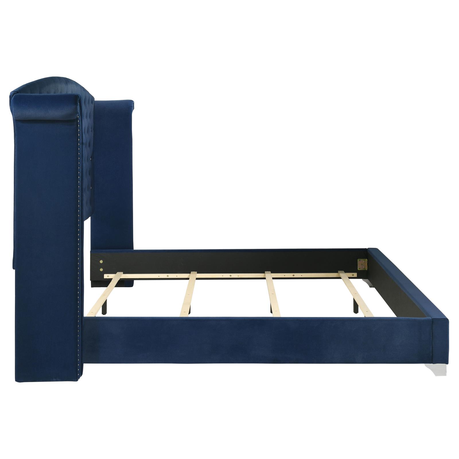 Melody Upholstered Eastern King Wingback Bed Pacific Blue - Image 6