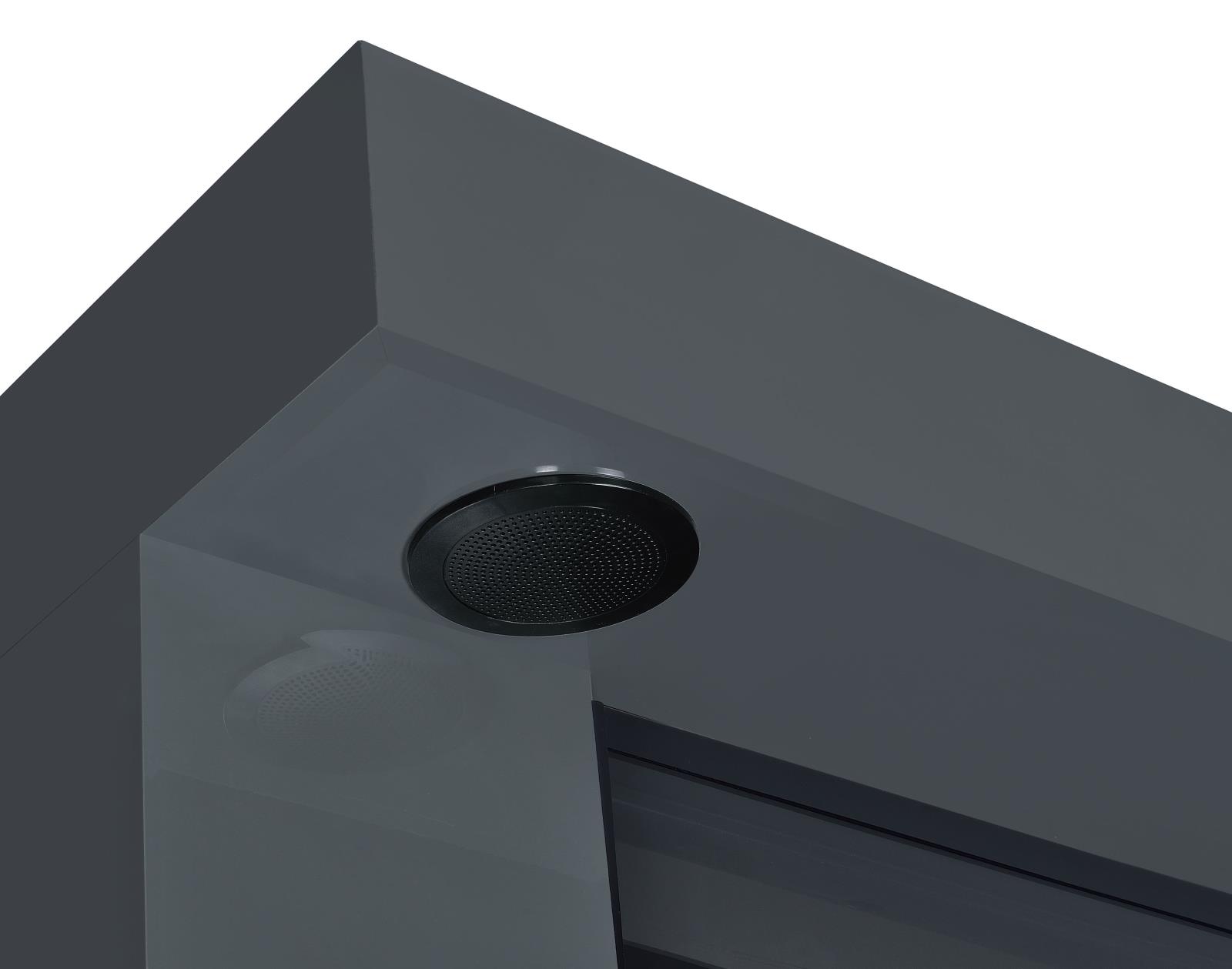 Mallory TV Stand Fireplace Console Bluetooth Speaker Grey High Gloss - Image 7