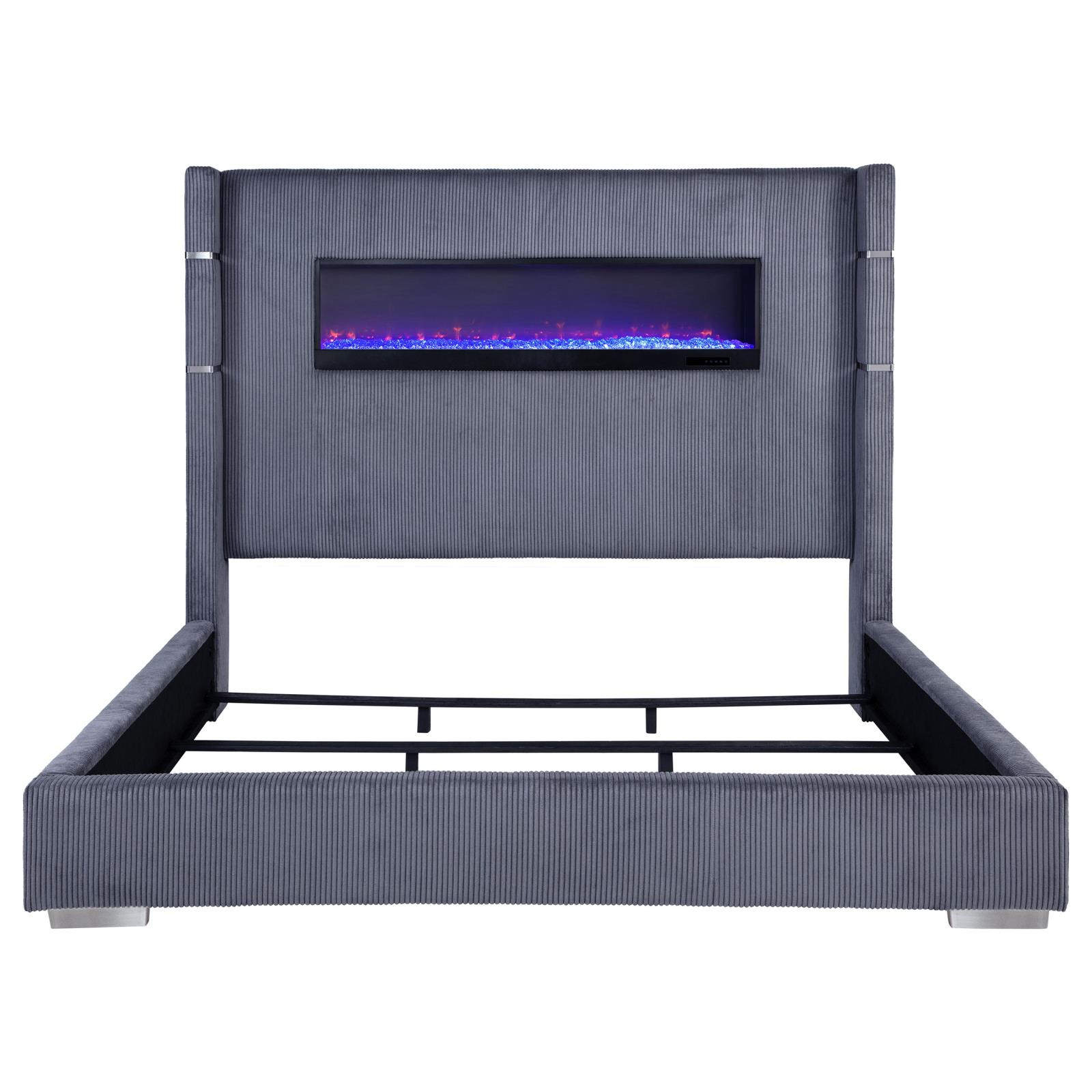 Tisdall Upholstered Eastern King Flame Visualizer Bed - Image 4