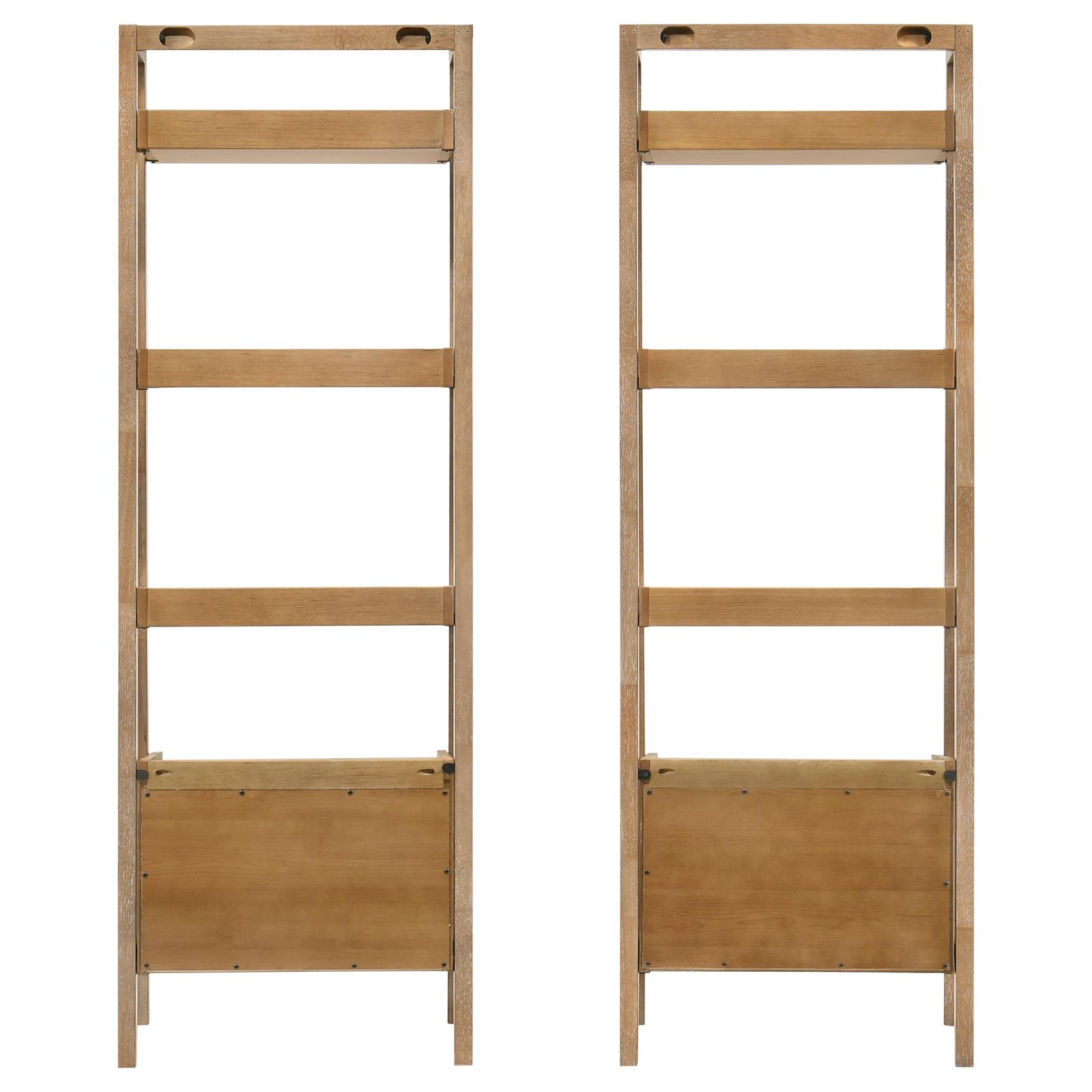Fabian 2-piece 4-shelf Bookshelf with Drawer Distressed Light Brown - Image 5