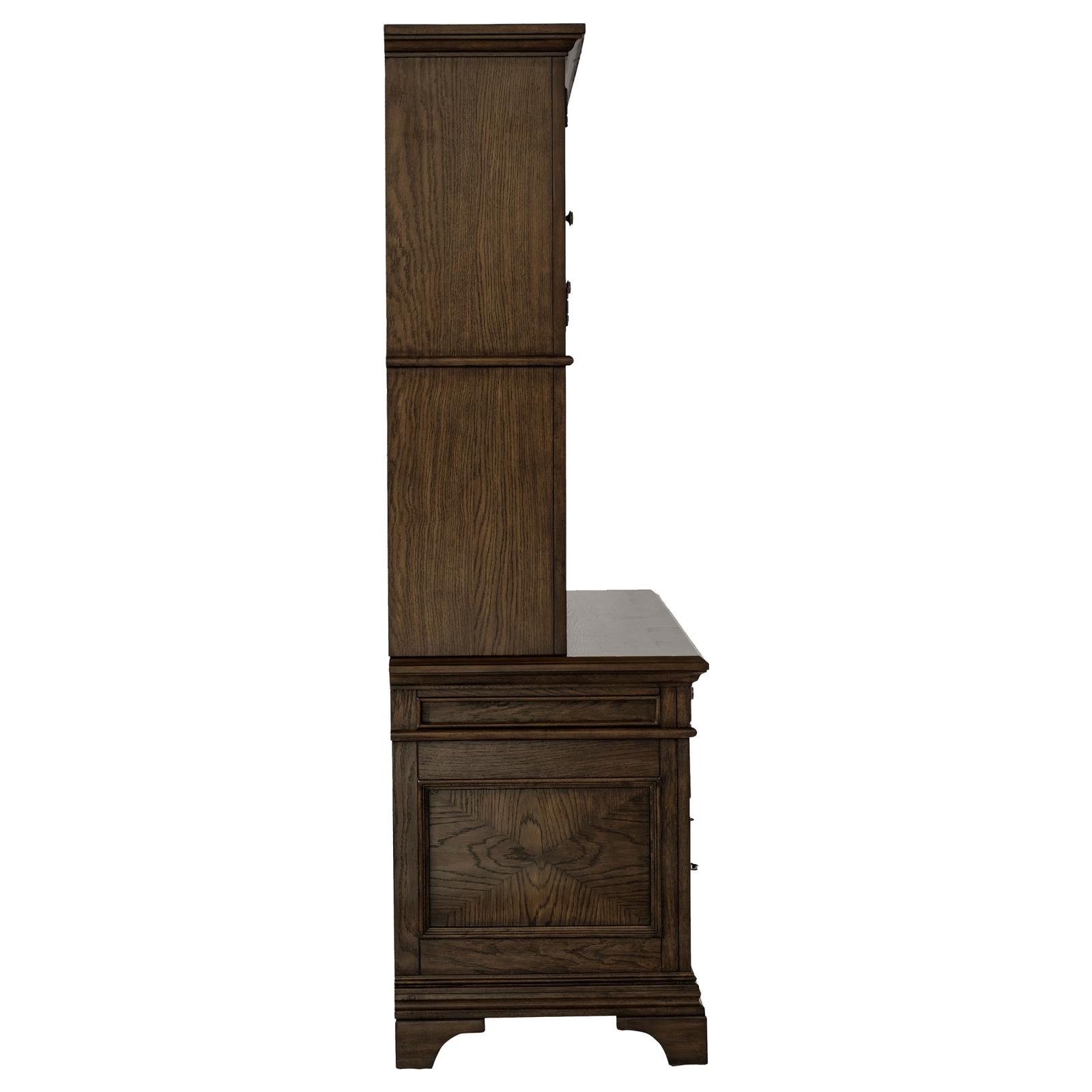 Hartshill 66-inch 5-drawer Credenza with Hutch Burnished Oak - Image 8